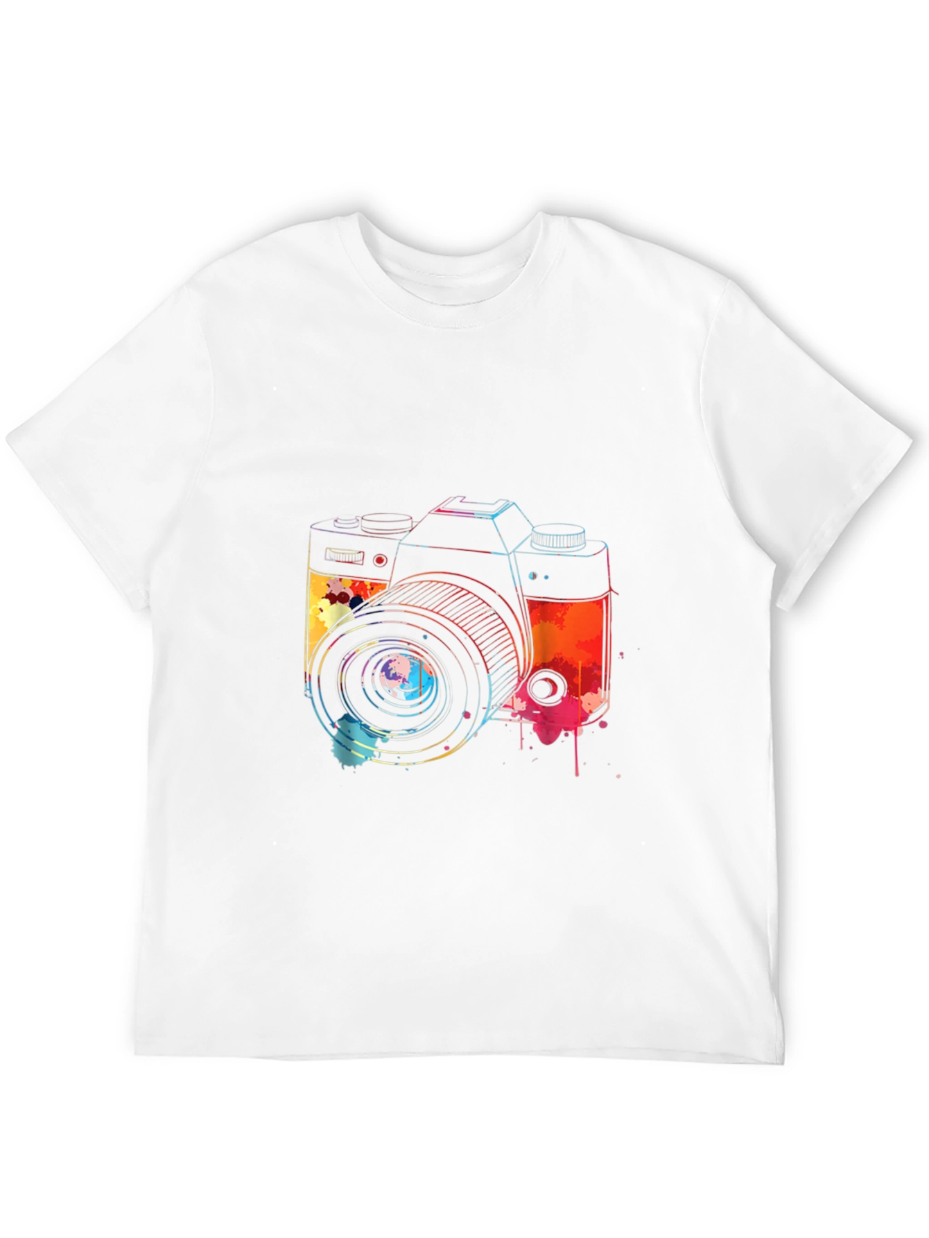 Black Watercolor Camera Graphic T-Shirt view 12