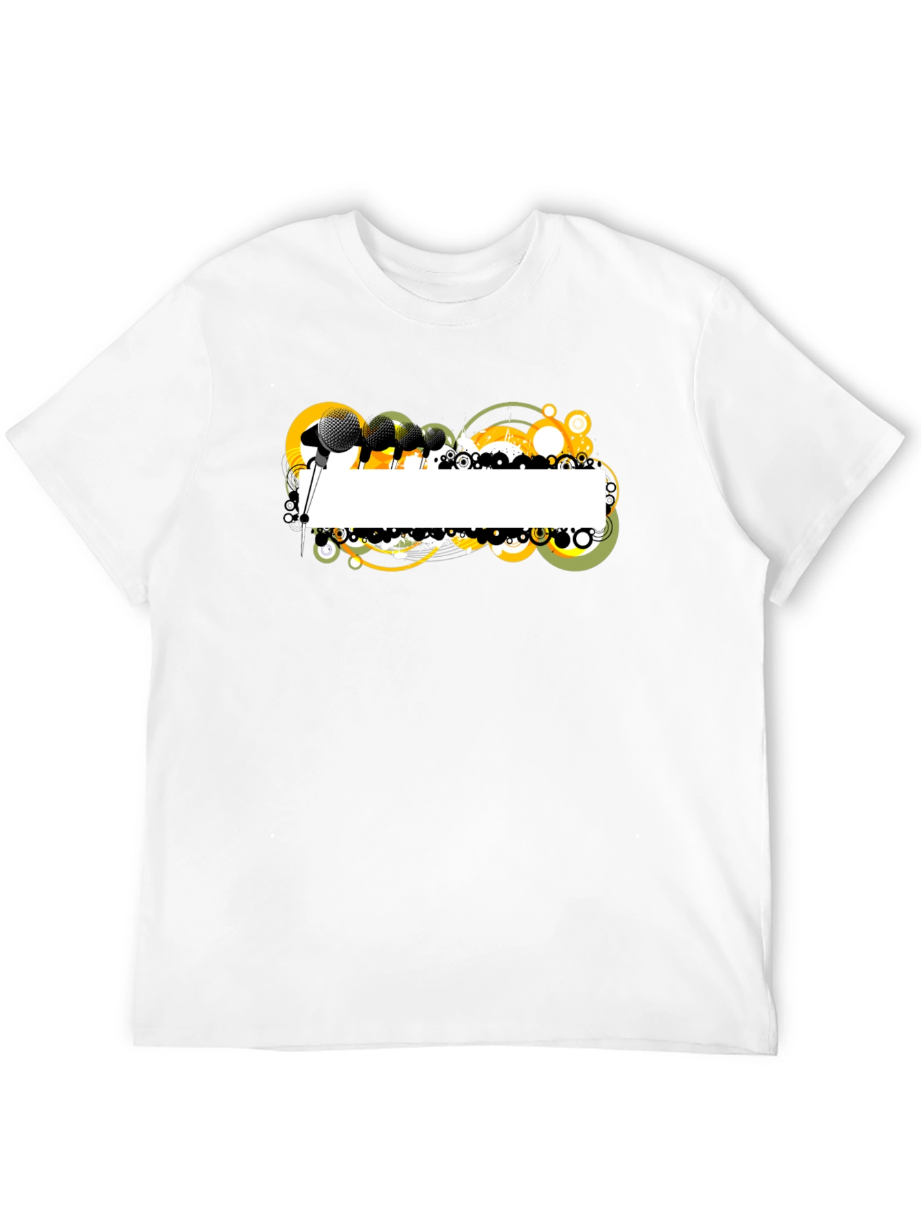 Black Black Graphic T-Shirt with Microphone Design view 12