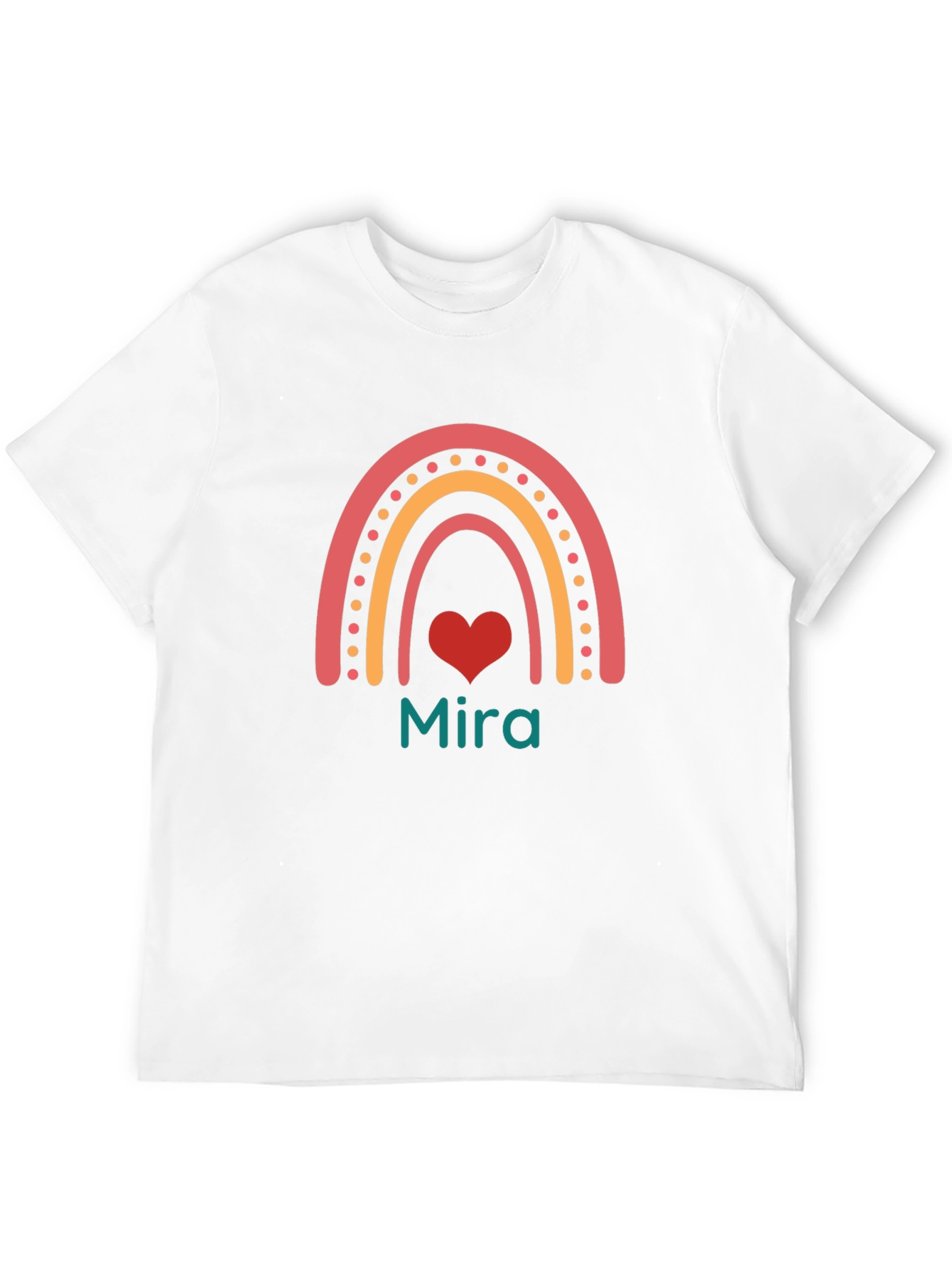 Black Personalized Mira Rainbow Heart T-Shirt view 12