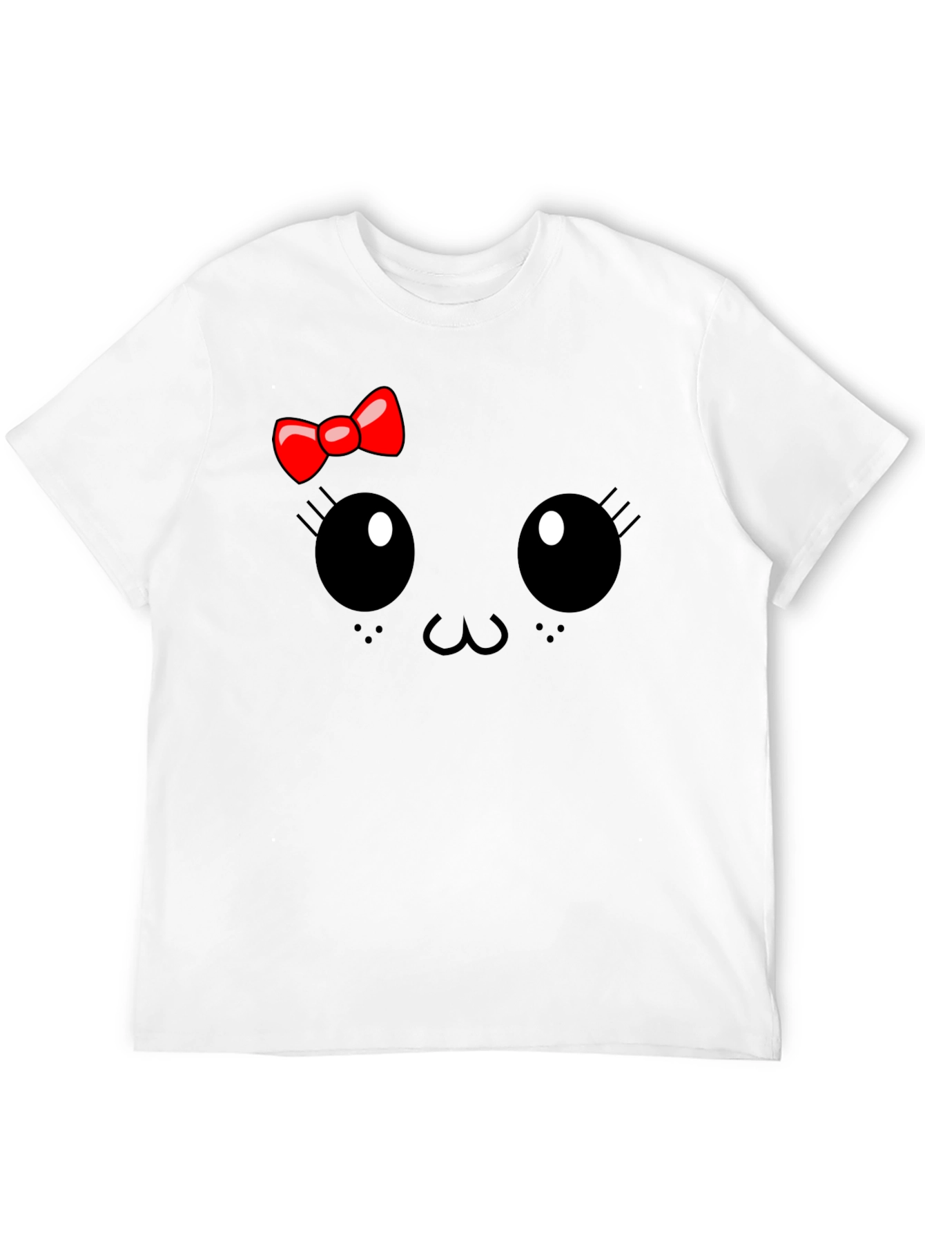 Black Cute Cartoon Face Black T-Shirt view 12