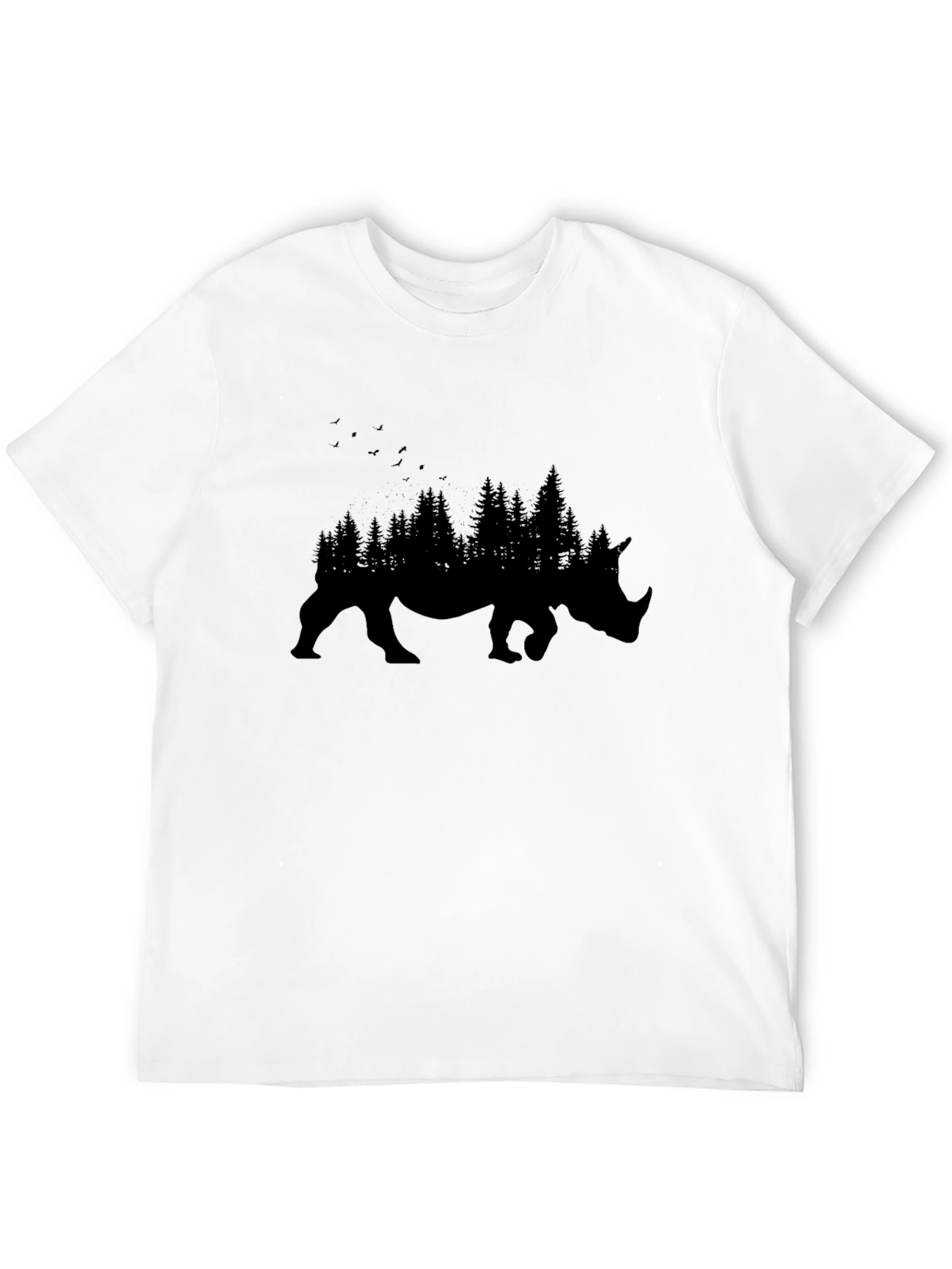 Black Men's Black Rhino Forest Graphic T-Shirt view 12