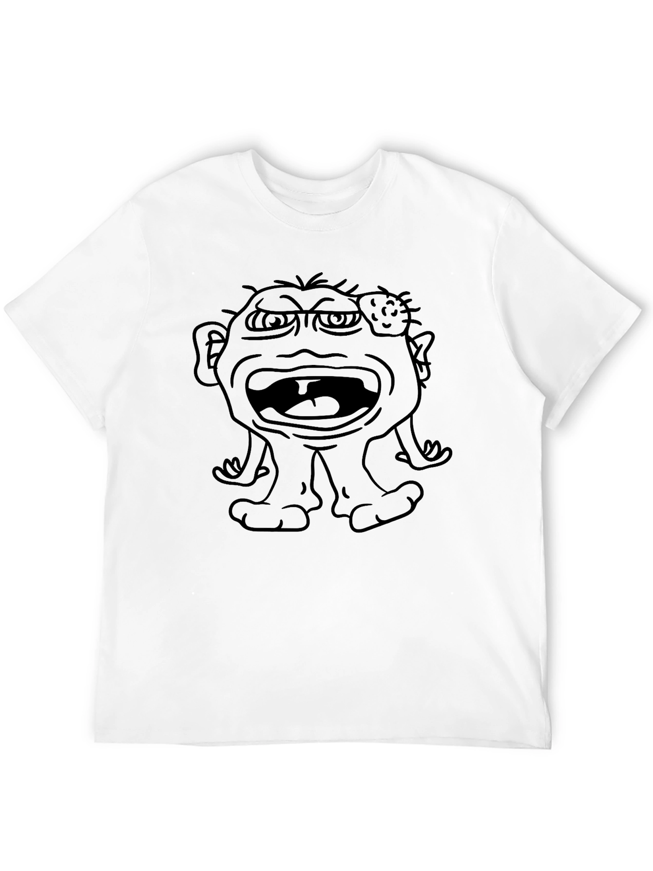 Black Funny Monster Graphic Black T-Shirt view 12