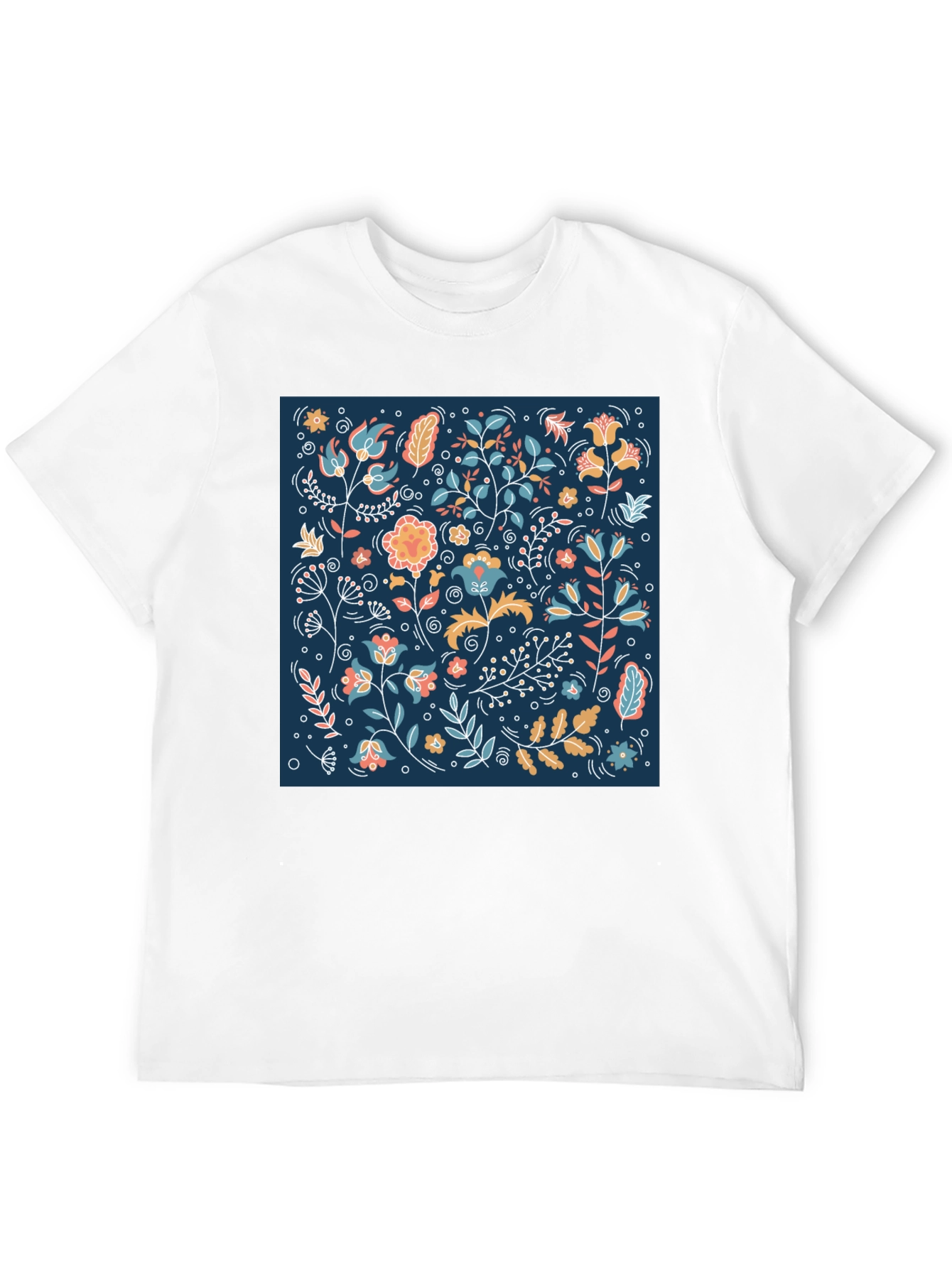 Black Floral Pattern Black T-Shirt view 12