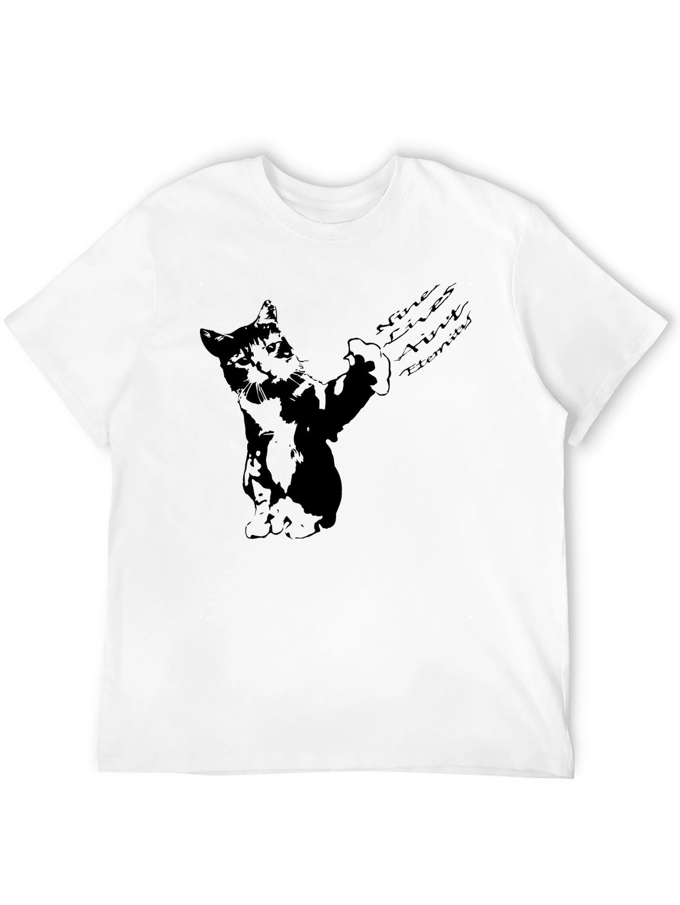 Black Nine Lives Cat Graphic T-Shirt view 12