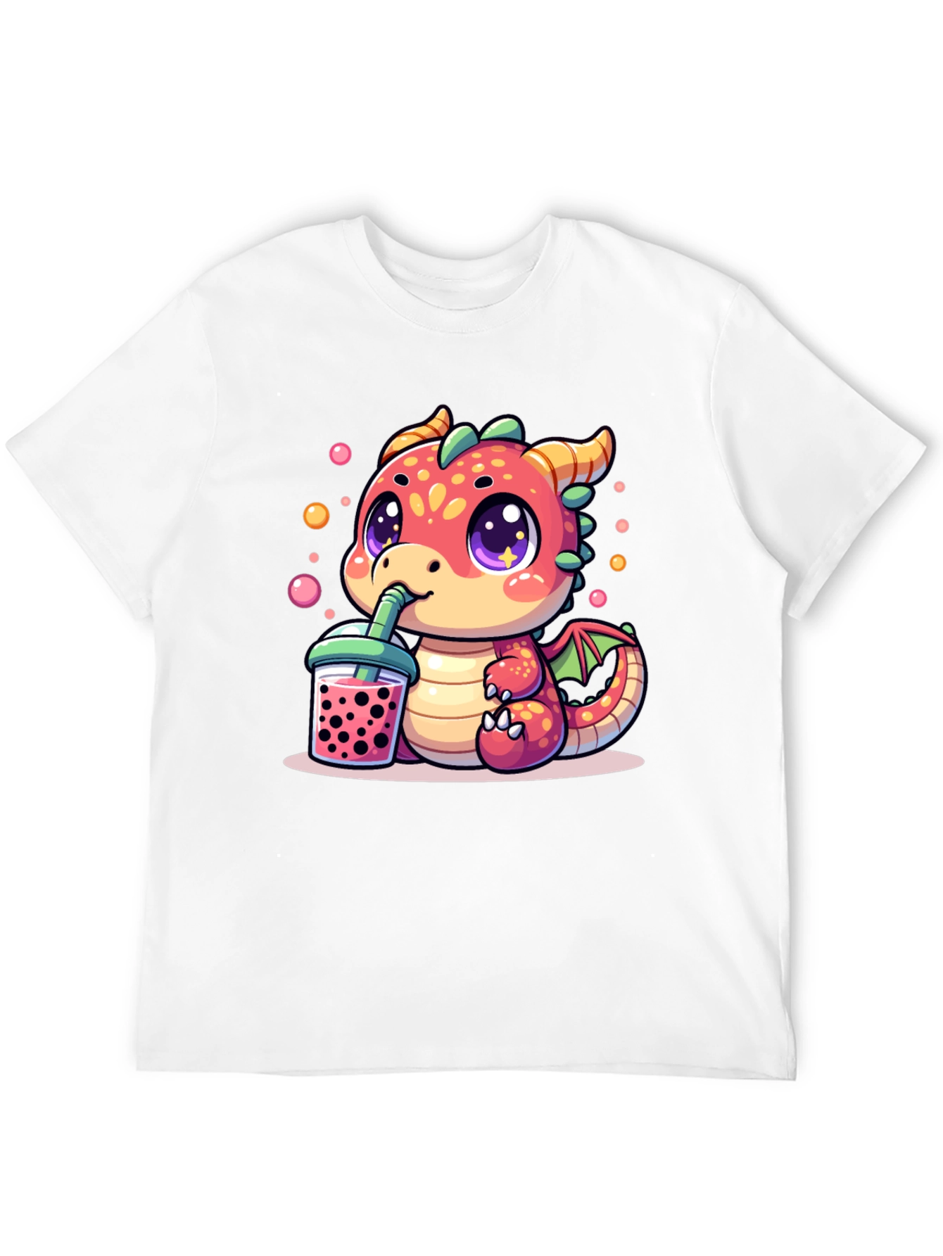Black Cute Dragon Boba Tea T-Shirt view 12