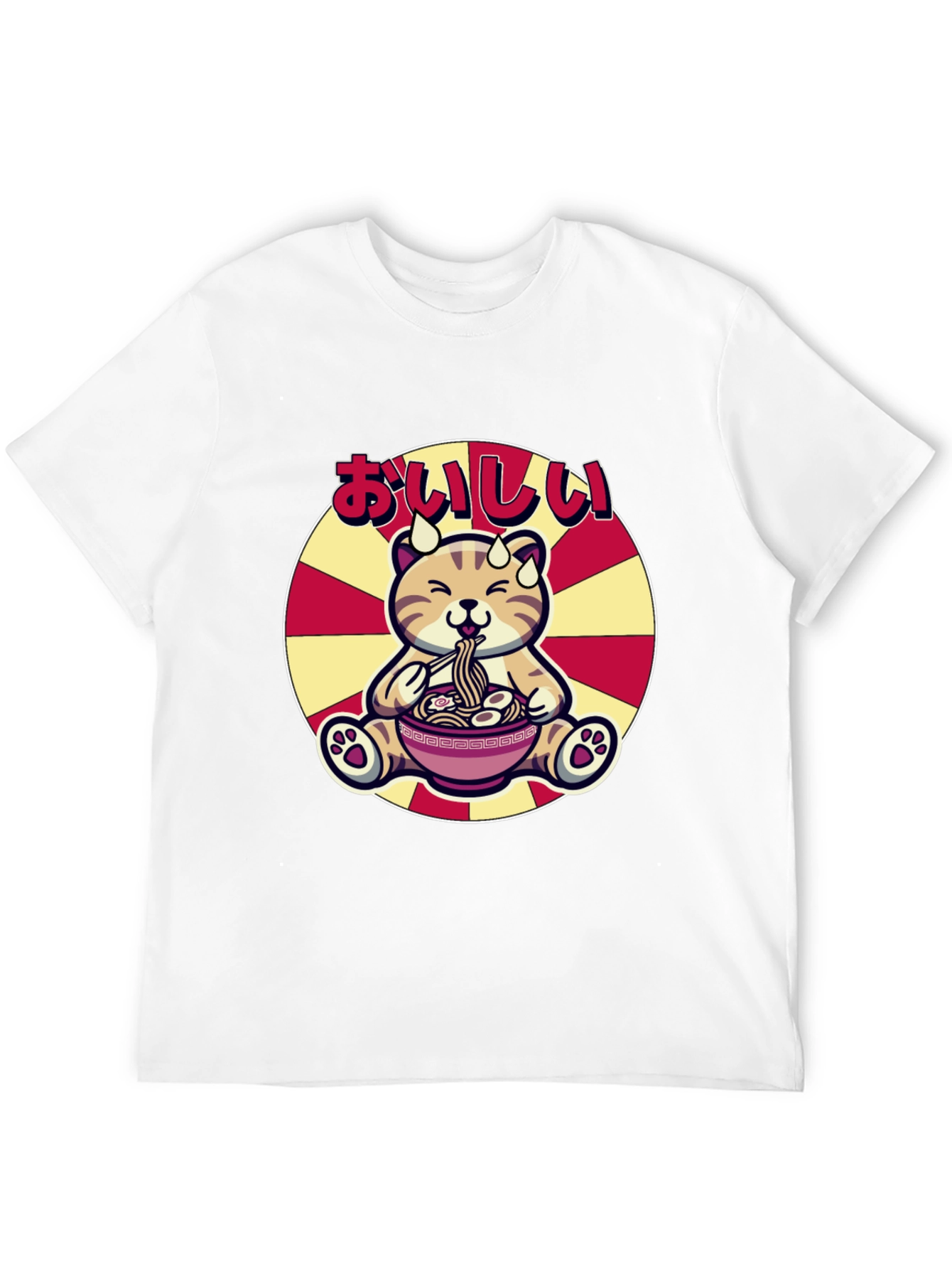 Black Cute Ramen Cat T-Shirt - Delicious Graphic Tee view 12