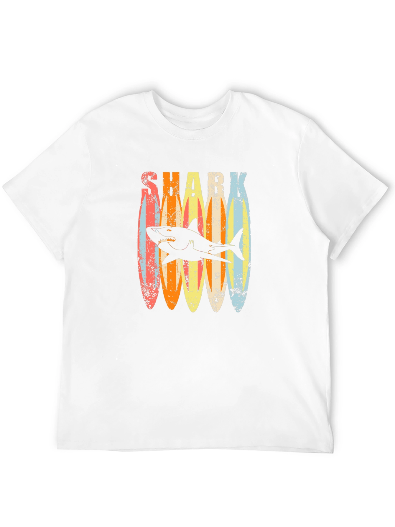 Retro Shark Surfboard T-Shirt - Casual Graphic Tee - 12