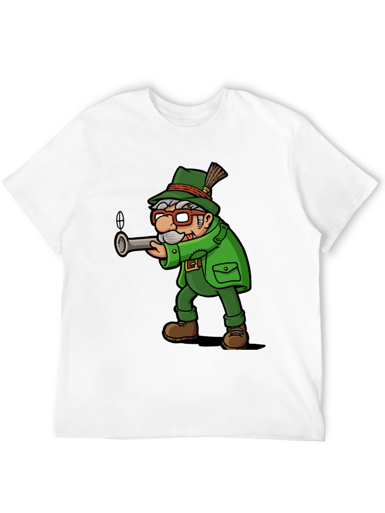 Black Cartoon Hunter Graphic Tee - Black Cotton Blend view 12