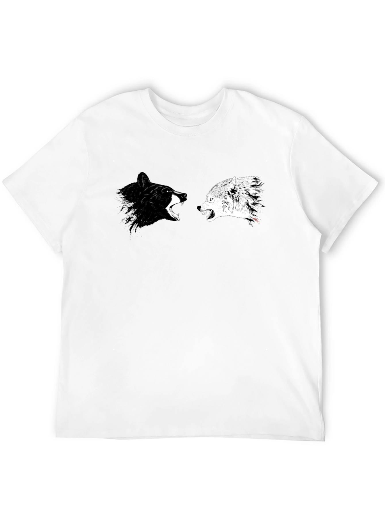 Black Yin Yang Wolves Graphic Tee - Black Cotton T-Shirt view 12