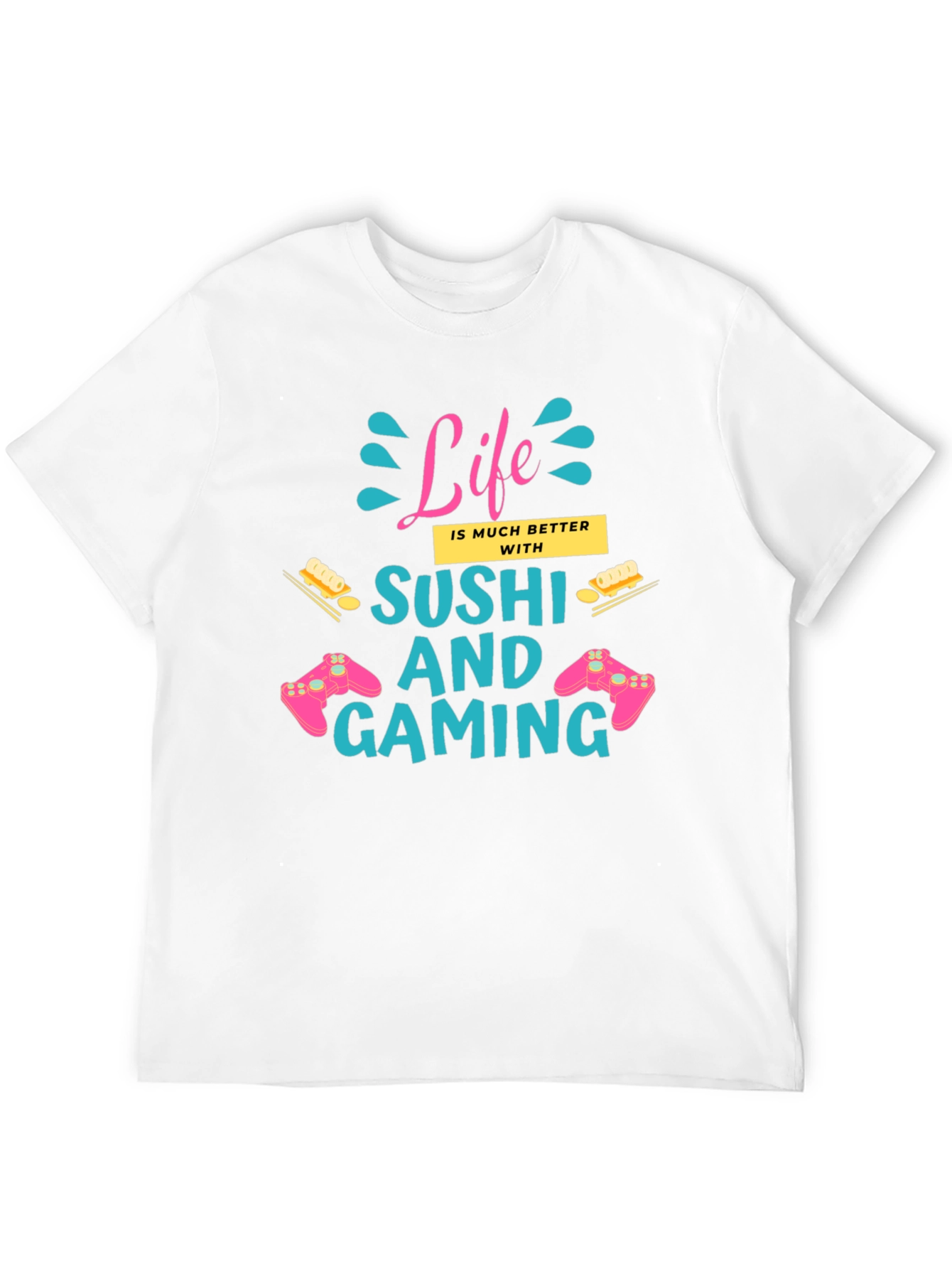Black Life Better with Sushi and Gaming Black T-Shirt view 12