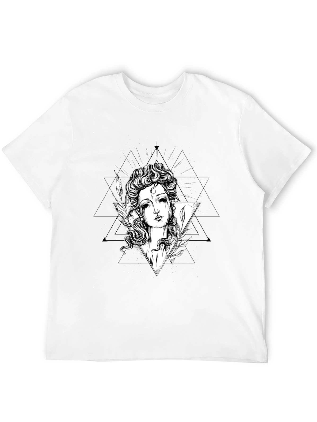 Black Gothic Goddess Graphic Tee - Black Cotton T-Shirt view 12