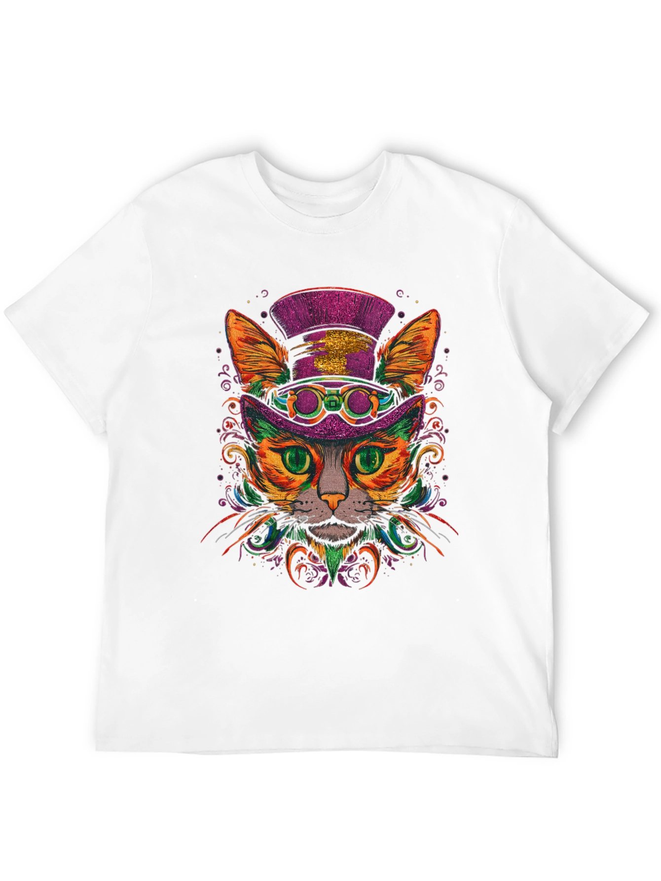 Black Steampunk Cat Graphic Tee view 12