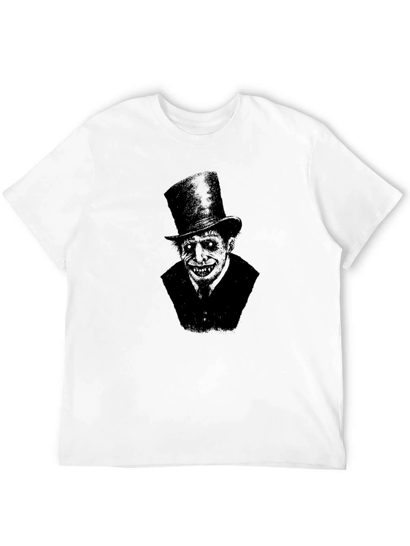 Black Creepy Top Hat Man Graphic T-Shirt - Black view 12