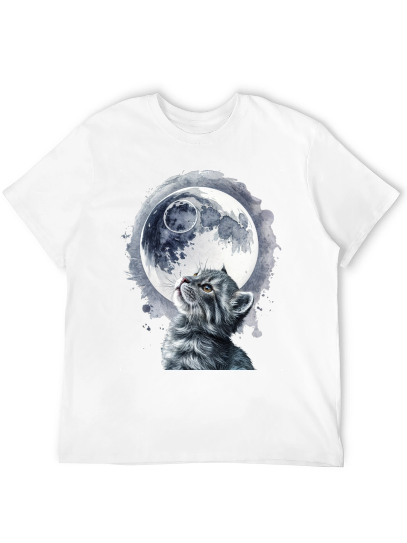 Black Cat & Moon Graphic T-Shirt - Unique Black Tee view 12
