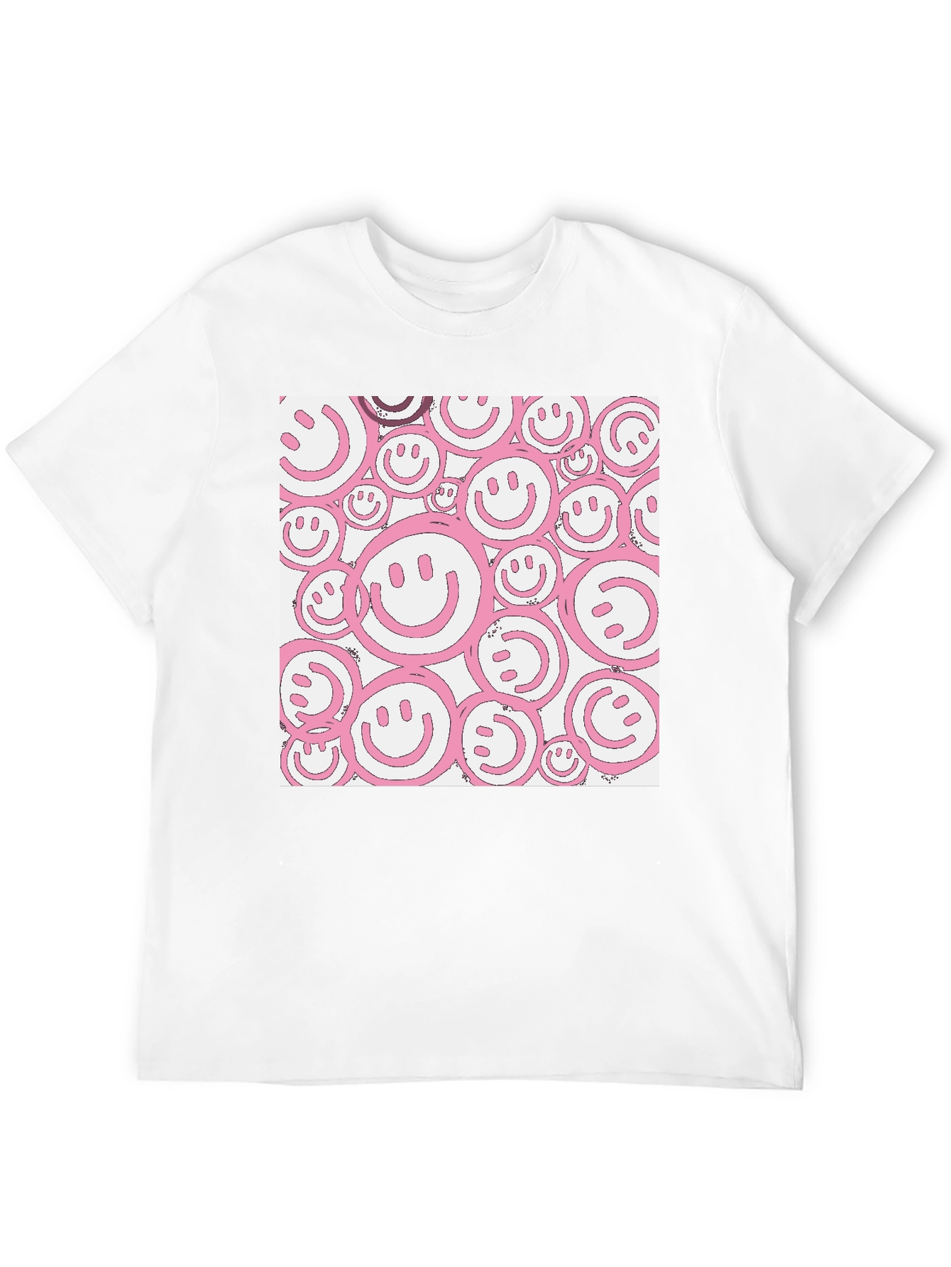 Black Pink Smiley Face Graphic Black T-Shirt view 12
