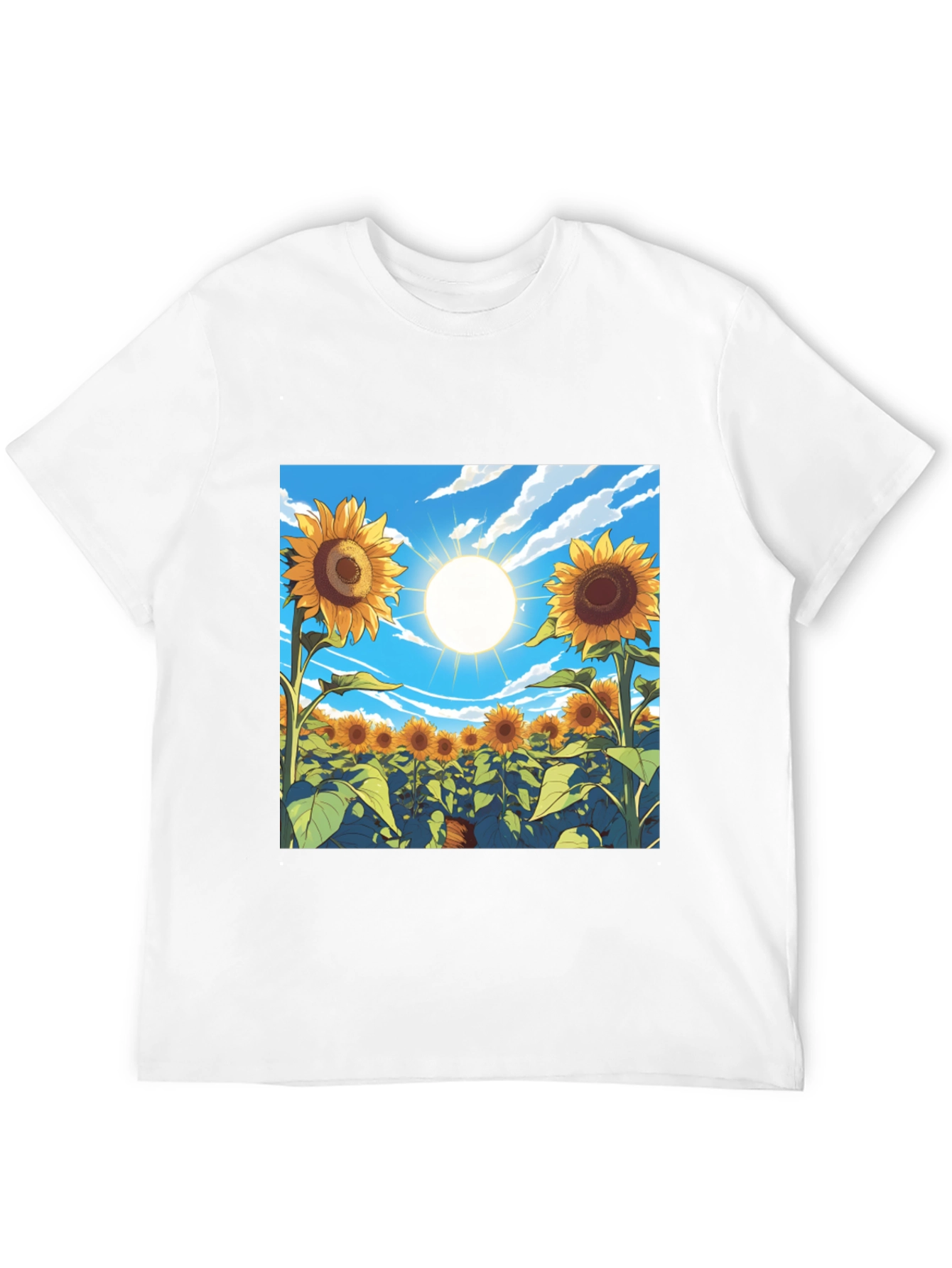 Black Sunflower Field Graphic T-Shirt - Black view 12