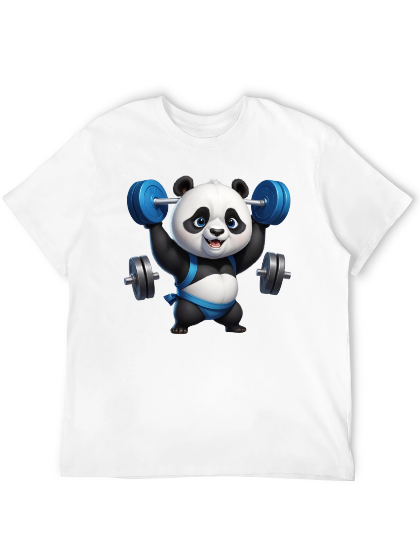 Black Funny Panda Lifting Weights Black T-Shirt view 12