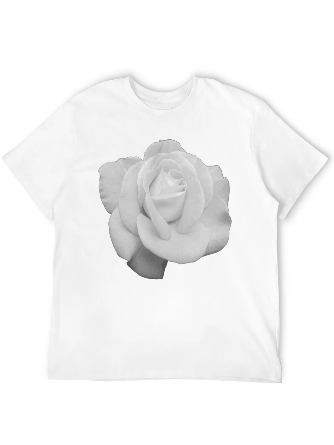 Black Elegant Rose Graphic Tee - Black Cotton T-Shirt view 12