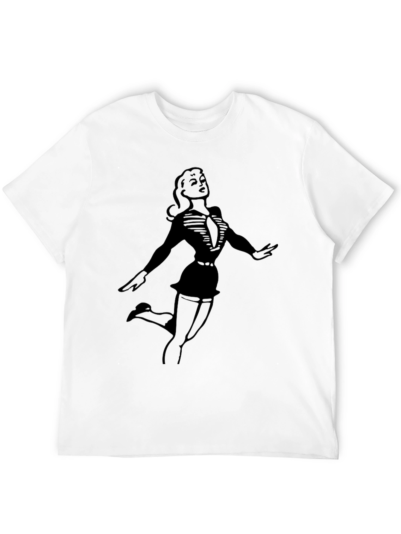 Black Retro Pin-Up Girl Graphic Tee - Classic Black T-Shirt view 12
