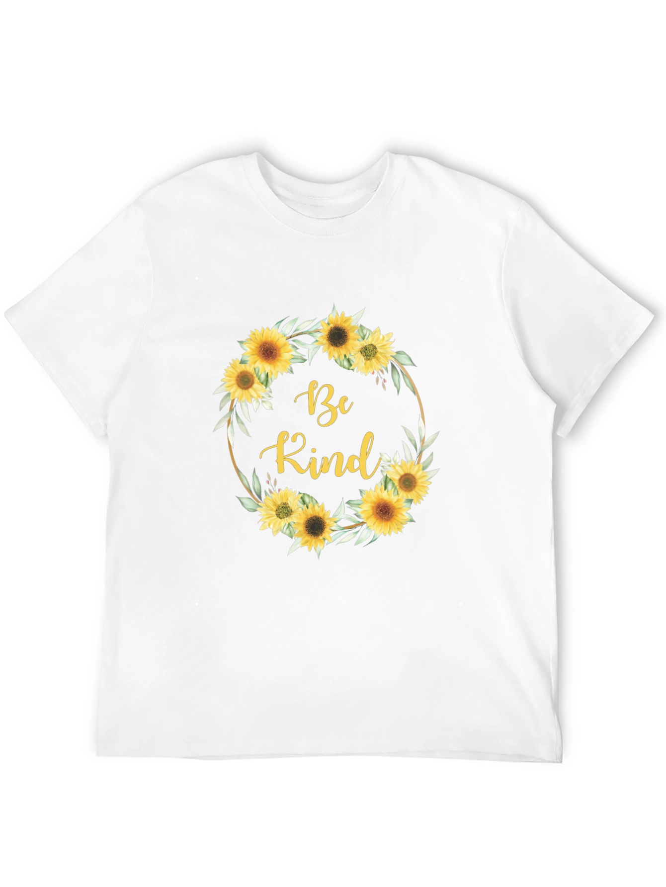 Black Be Kind Sunflower Wreath Graphic T-Shirt view 12