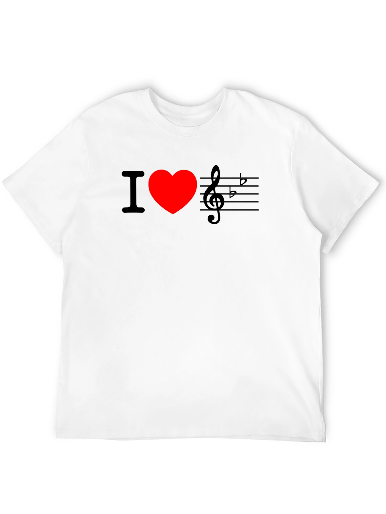 Black I Love Music T-Shirt - Black Crew Neck Tee view 12