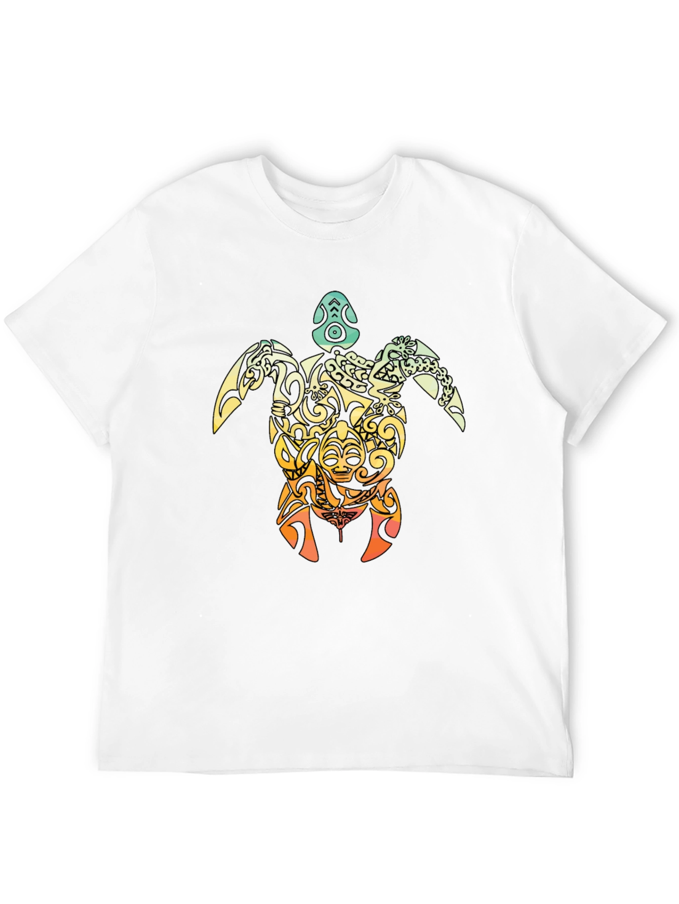 Black Tribal Turtle Graphic T-Shirt - Black view 12