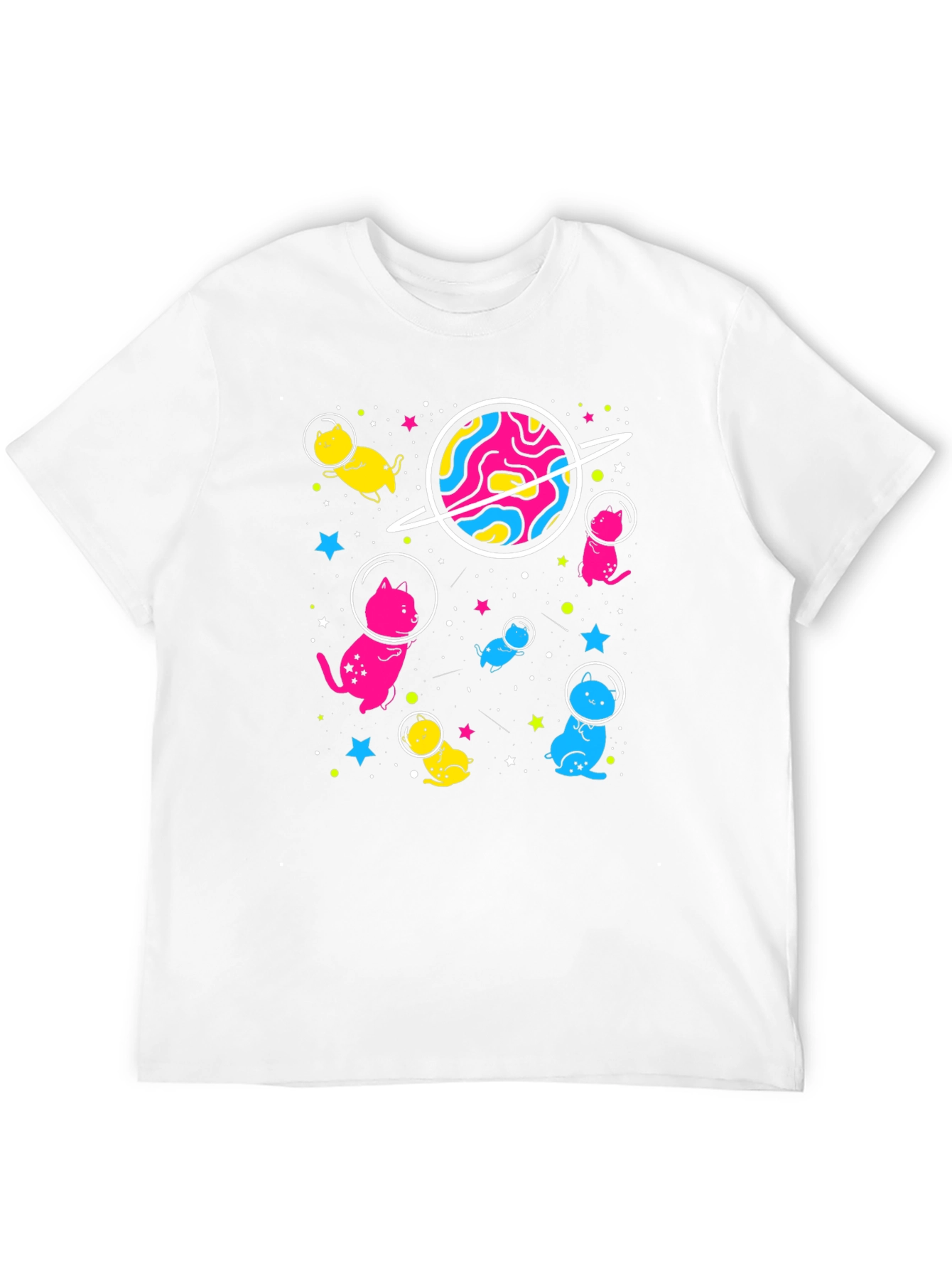 Black Space Cat T-Shirt - Funky Cosmic Design view 12