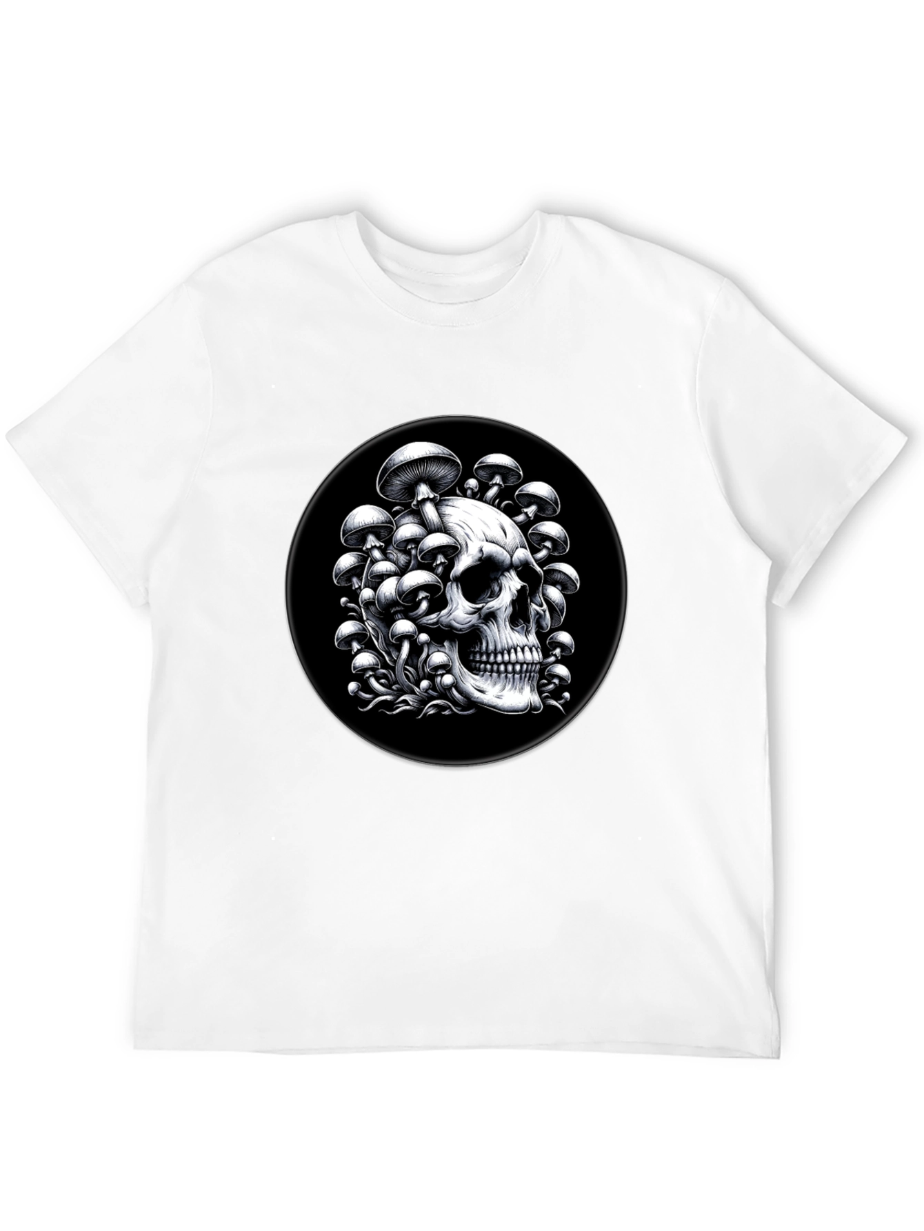 Black Skull & Mushroom Graphic Tee - Black view 12