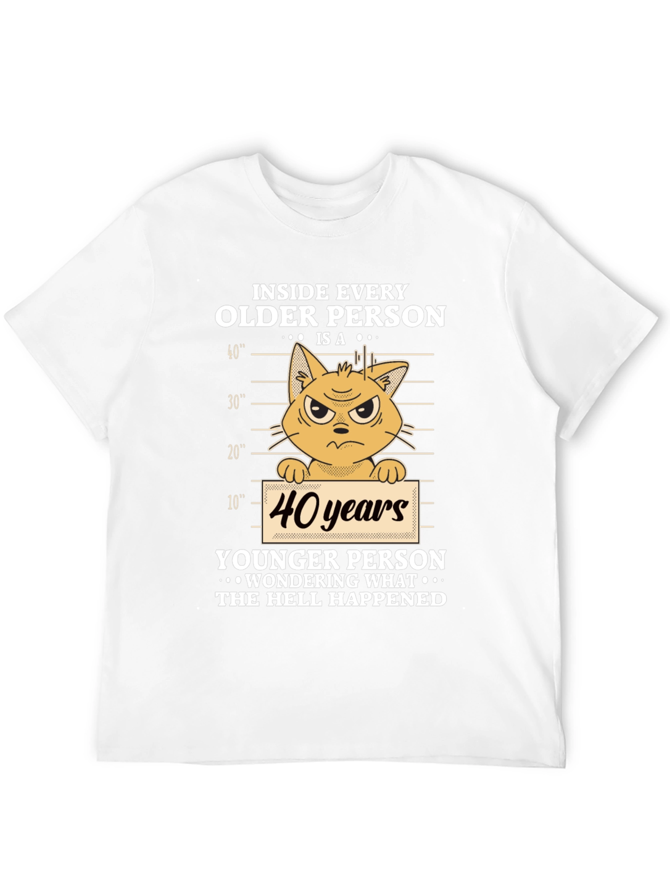 Black Funny 40th Birthday Cat T-Shirt view 12