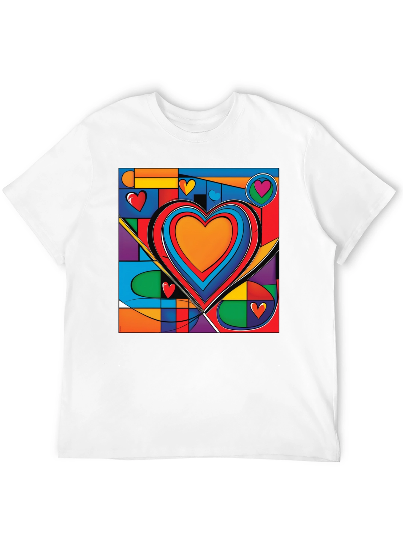 Black Abstract Heart Graphic Tee - Modern Art T-Shirt view 12