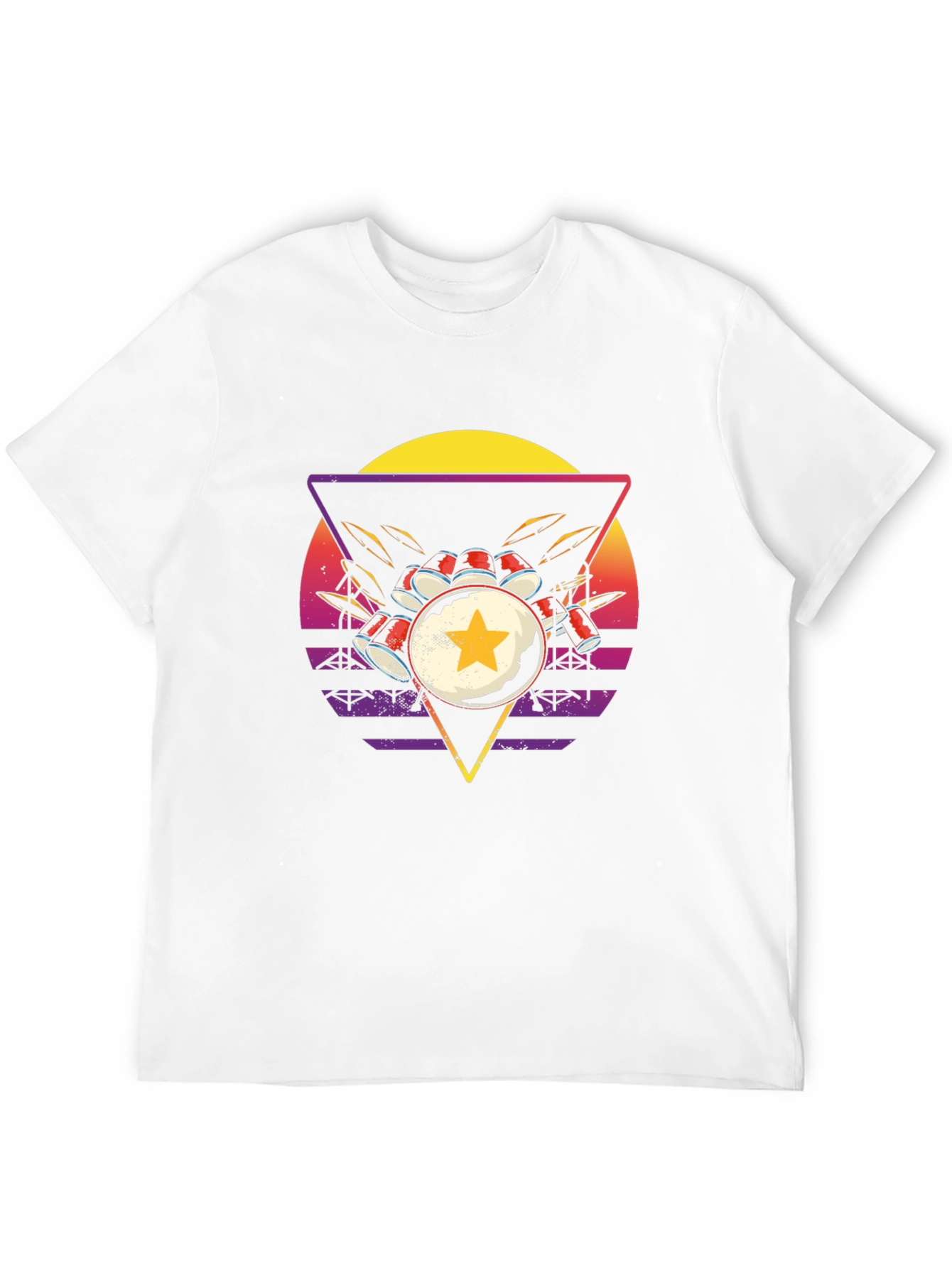 Black Retro Drum Kit Graphic Tee view 12