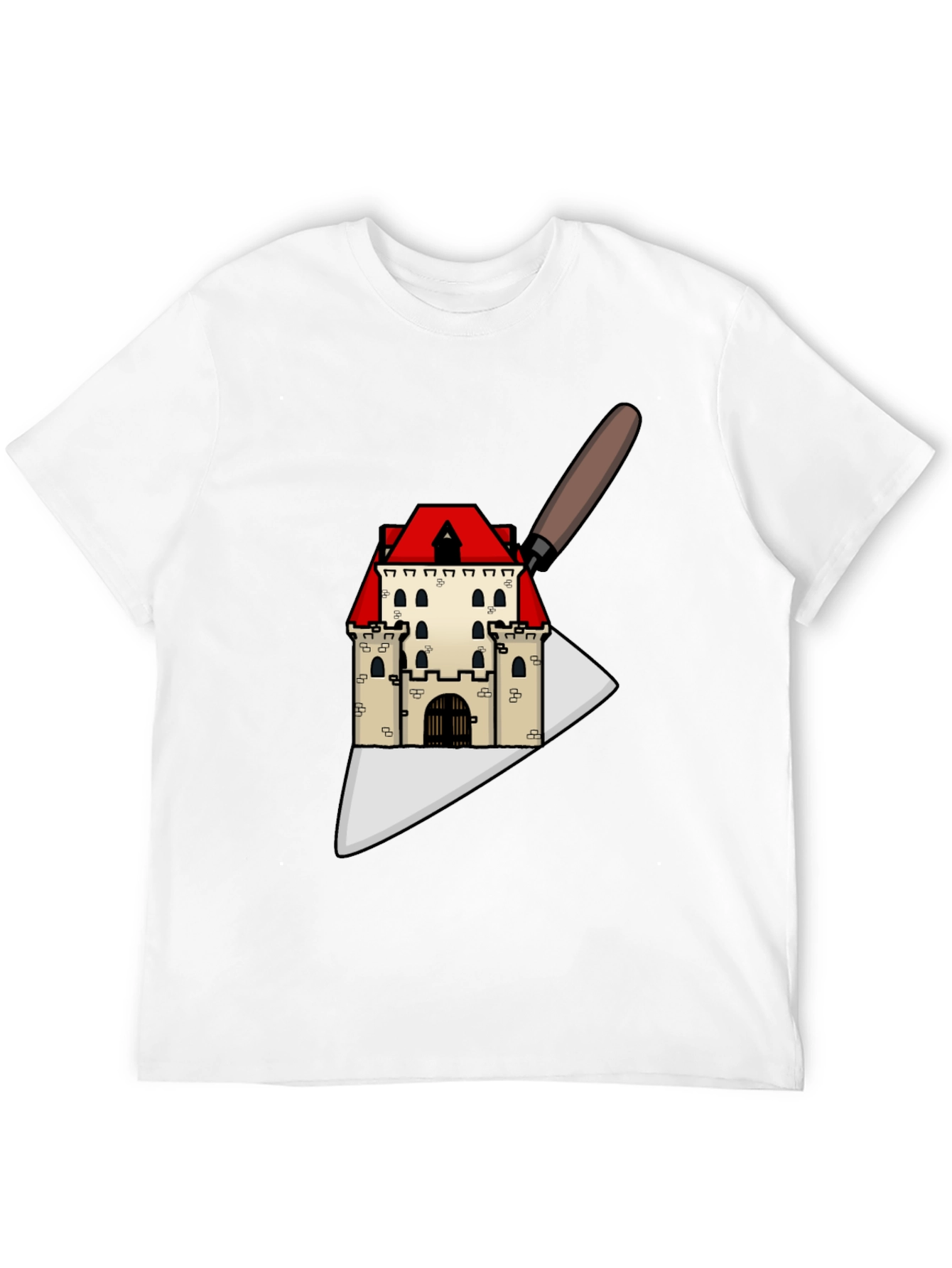 Black Architect T-Shirt: Castle on Trowel Design view 12