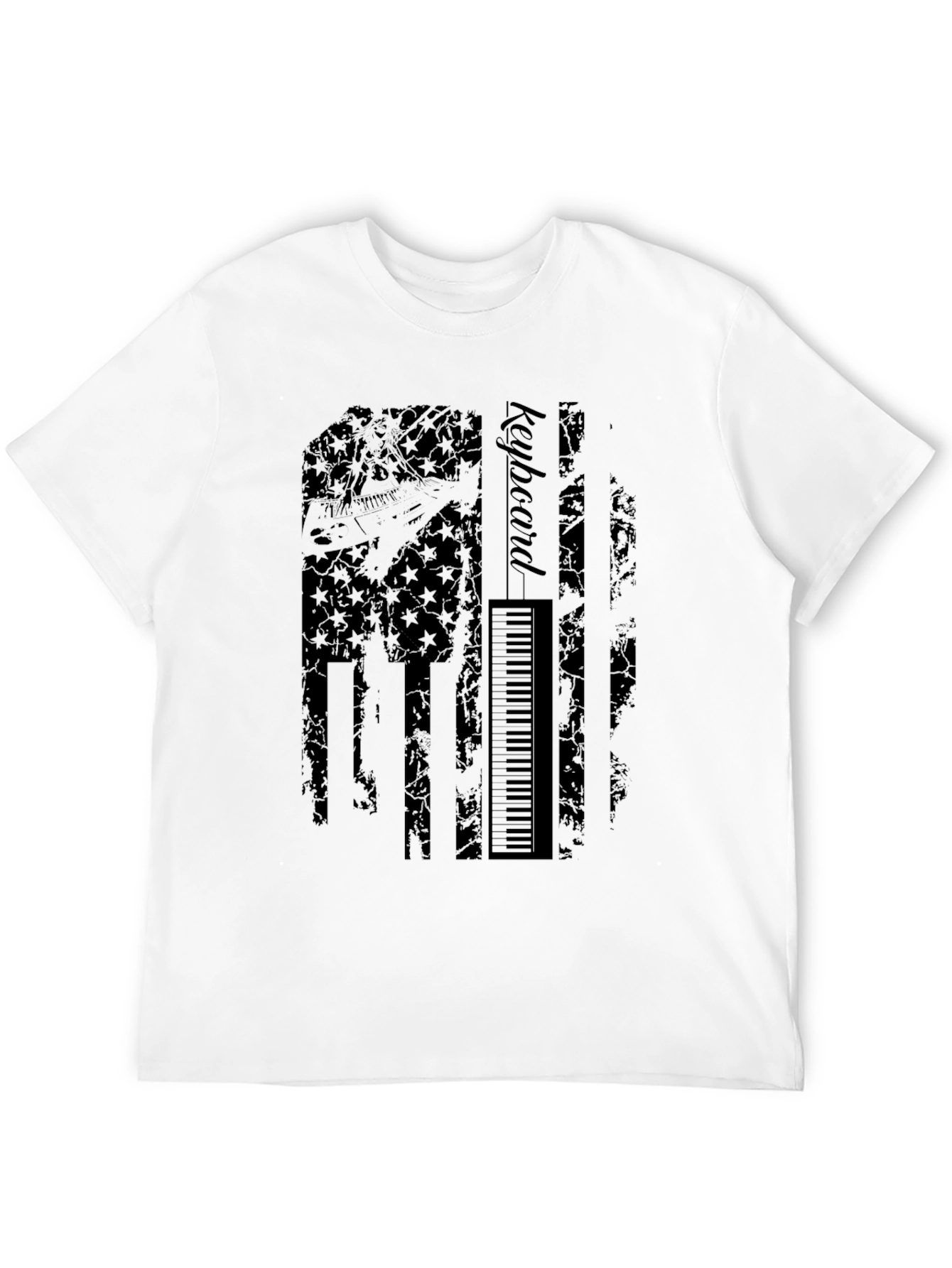 Black Keyboard American Flag Graphic T-Shirt view 12