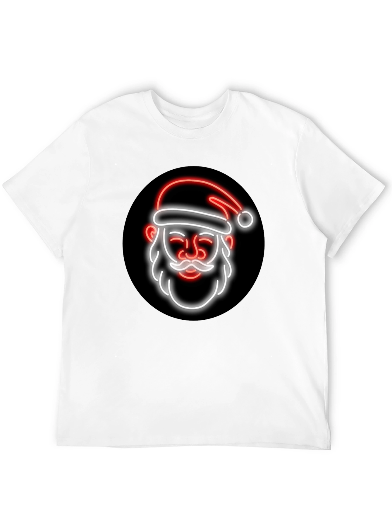 Black Neon Santa Graphic Tee - Black Holiday T-Shirt view 12