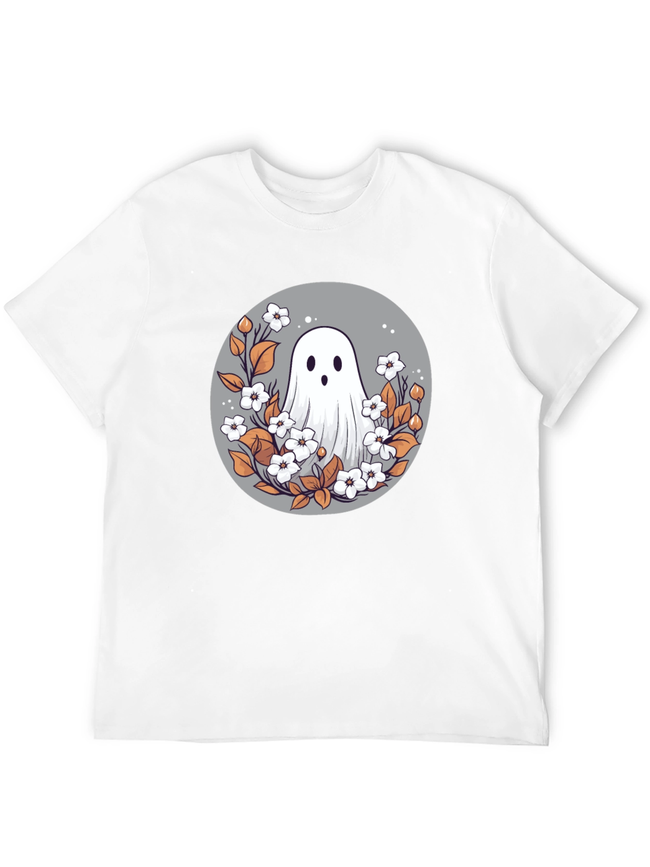 Black Ghostly Floral T-Shirt - Spooky Cute Design view 12