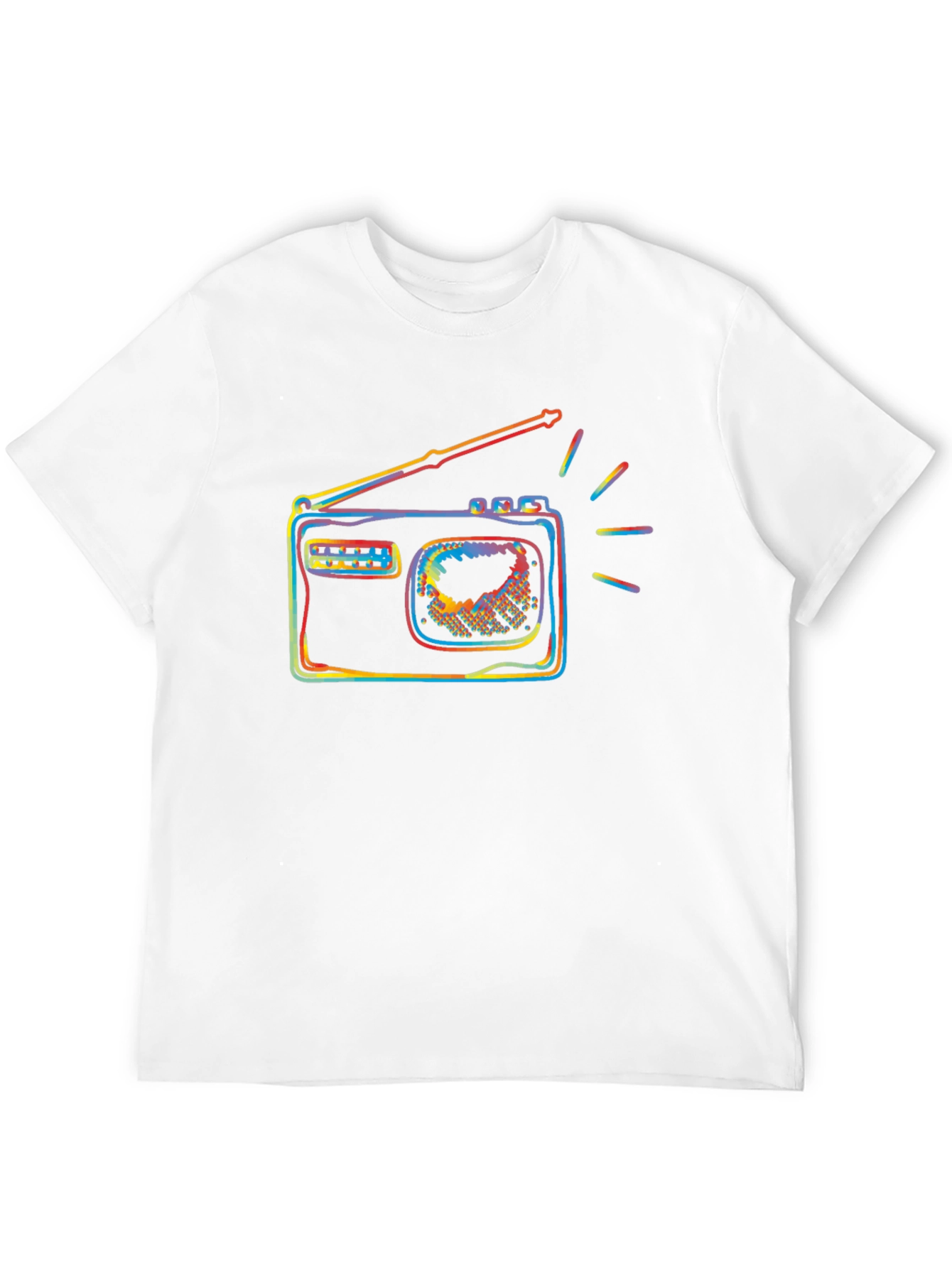 Black Retro Radio Colorful Graphic Black T-Shirt view 12