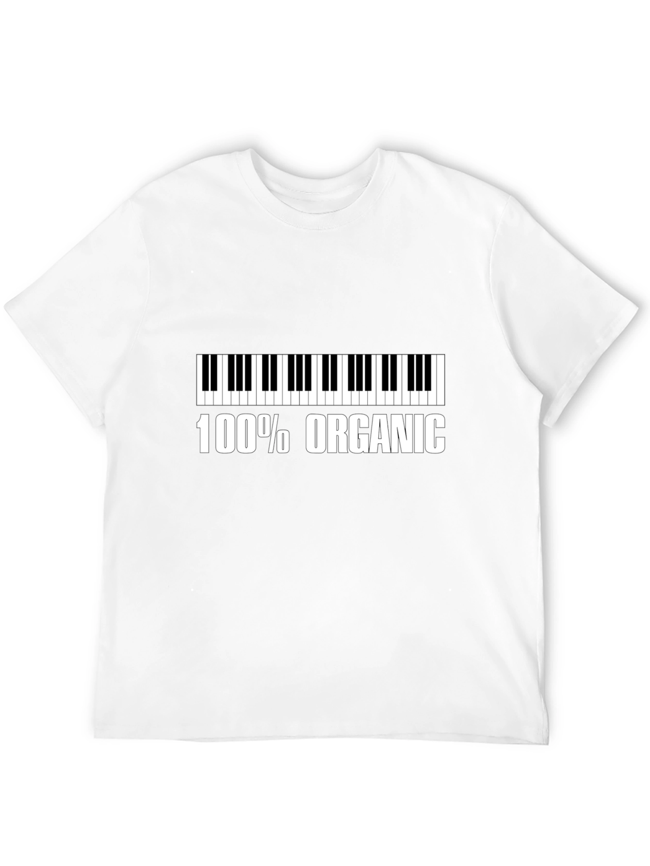 Black 100% Organic Piano Keyboard T-Shirt view 12