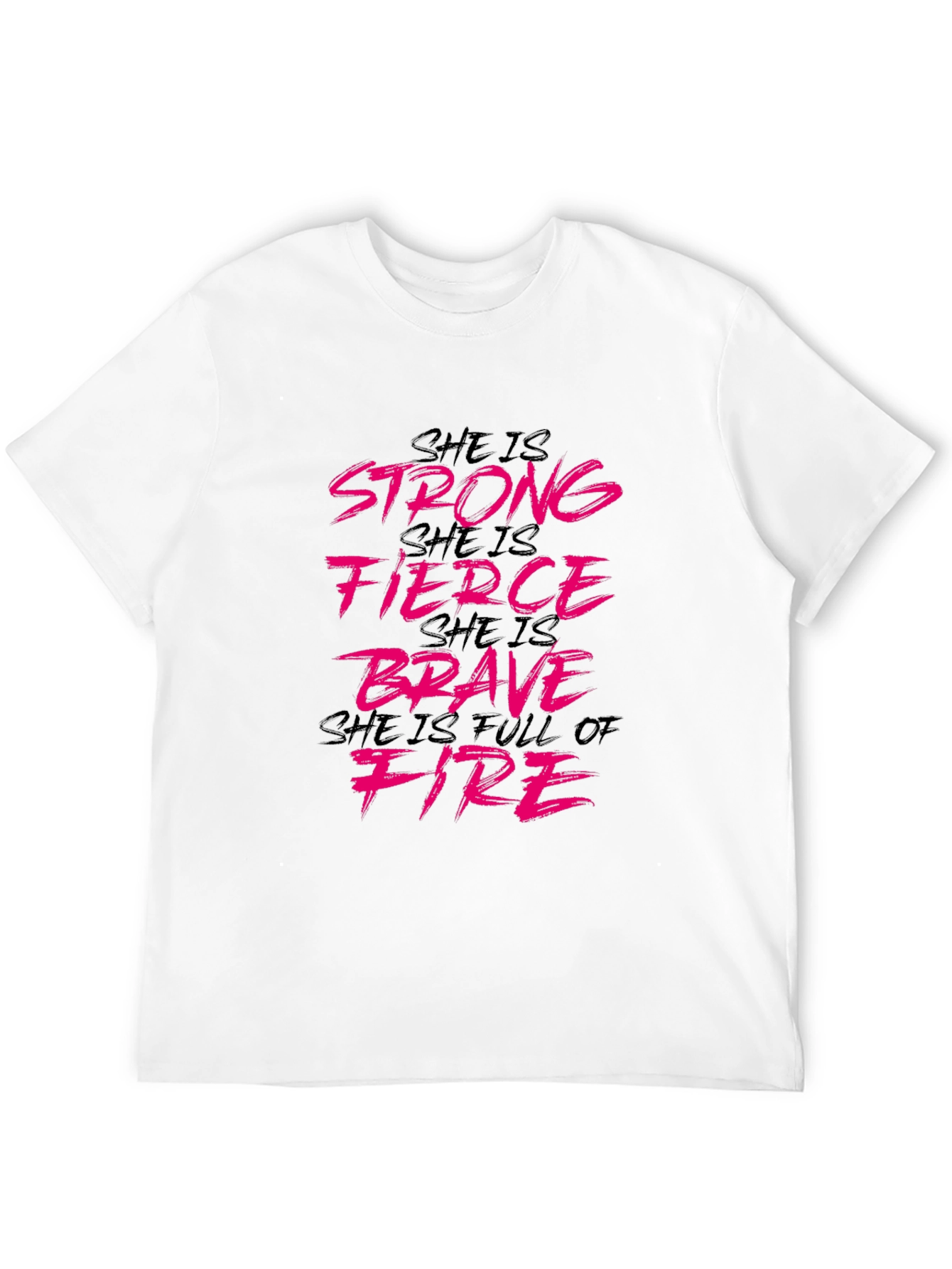 Black She is Strong Tee: Fierce, Brave, Full of Fire Black T-Shirt view 12
