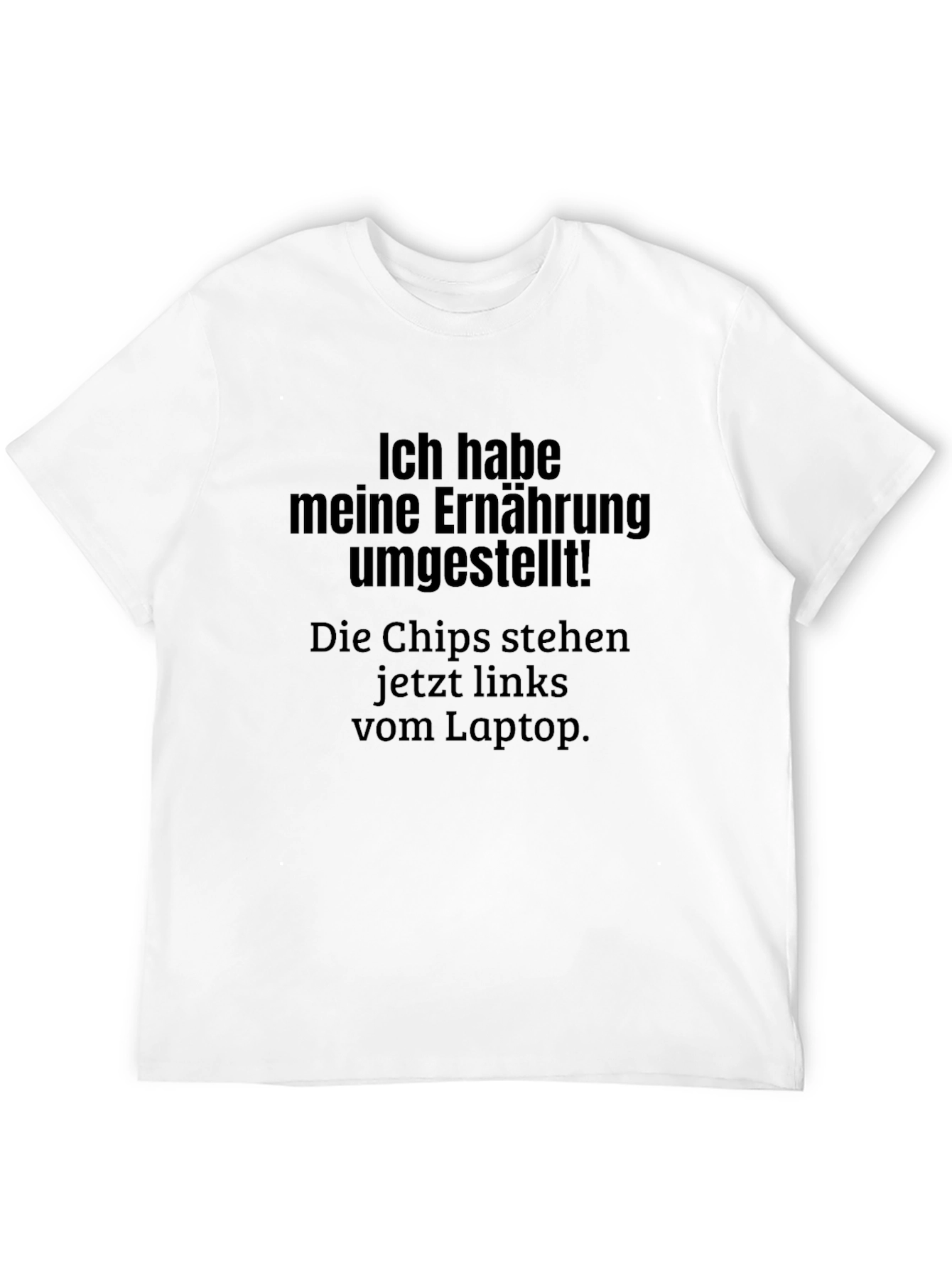 Black Funny German Diet T-Shirt - "Chips on the Left" view 12