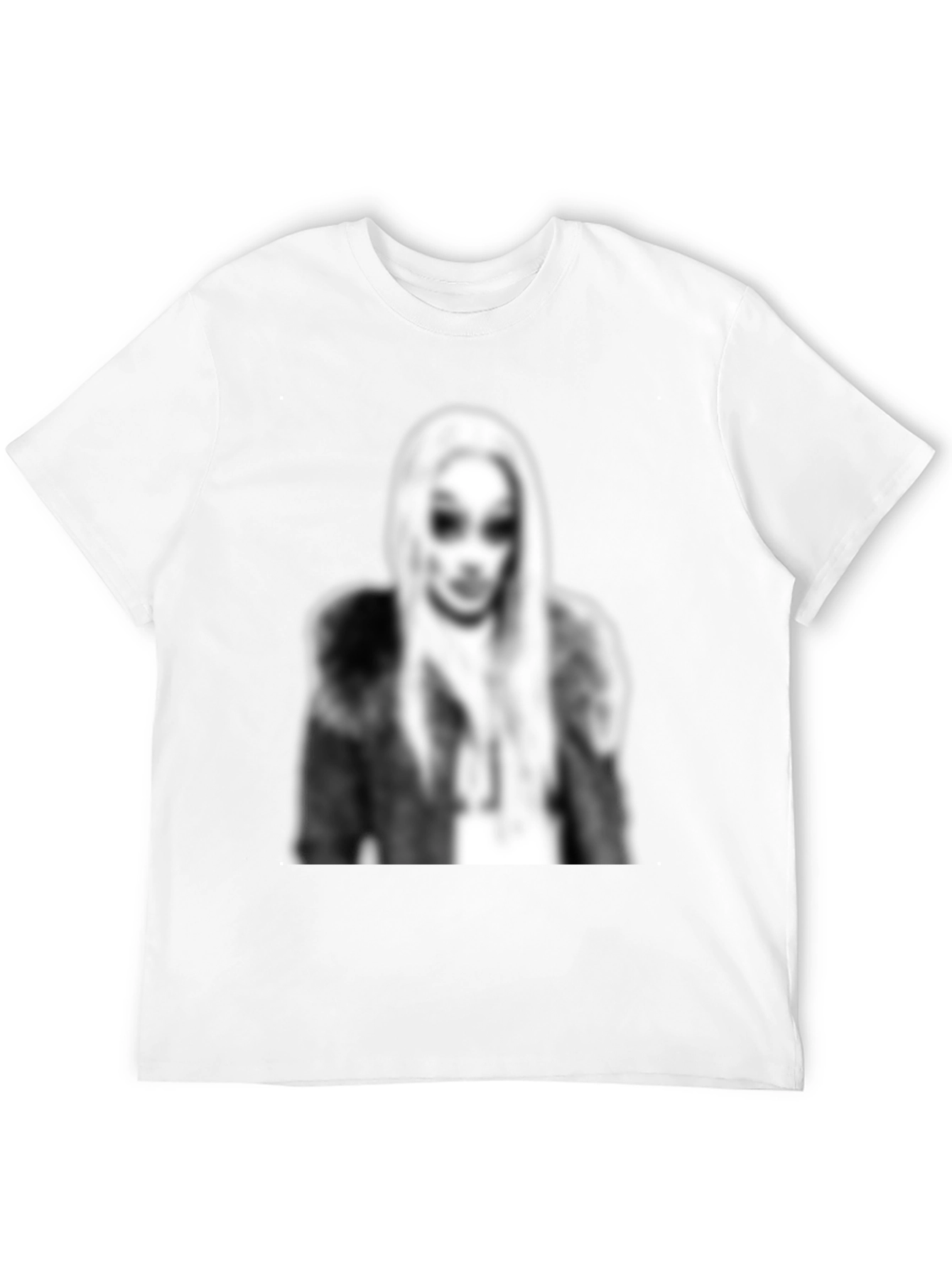 Black Black Graphic Tee - Woman with Fur Coat Print view 12