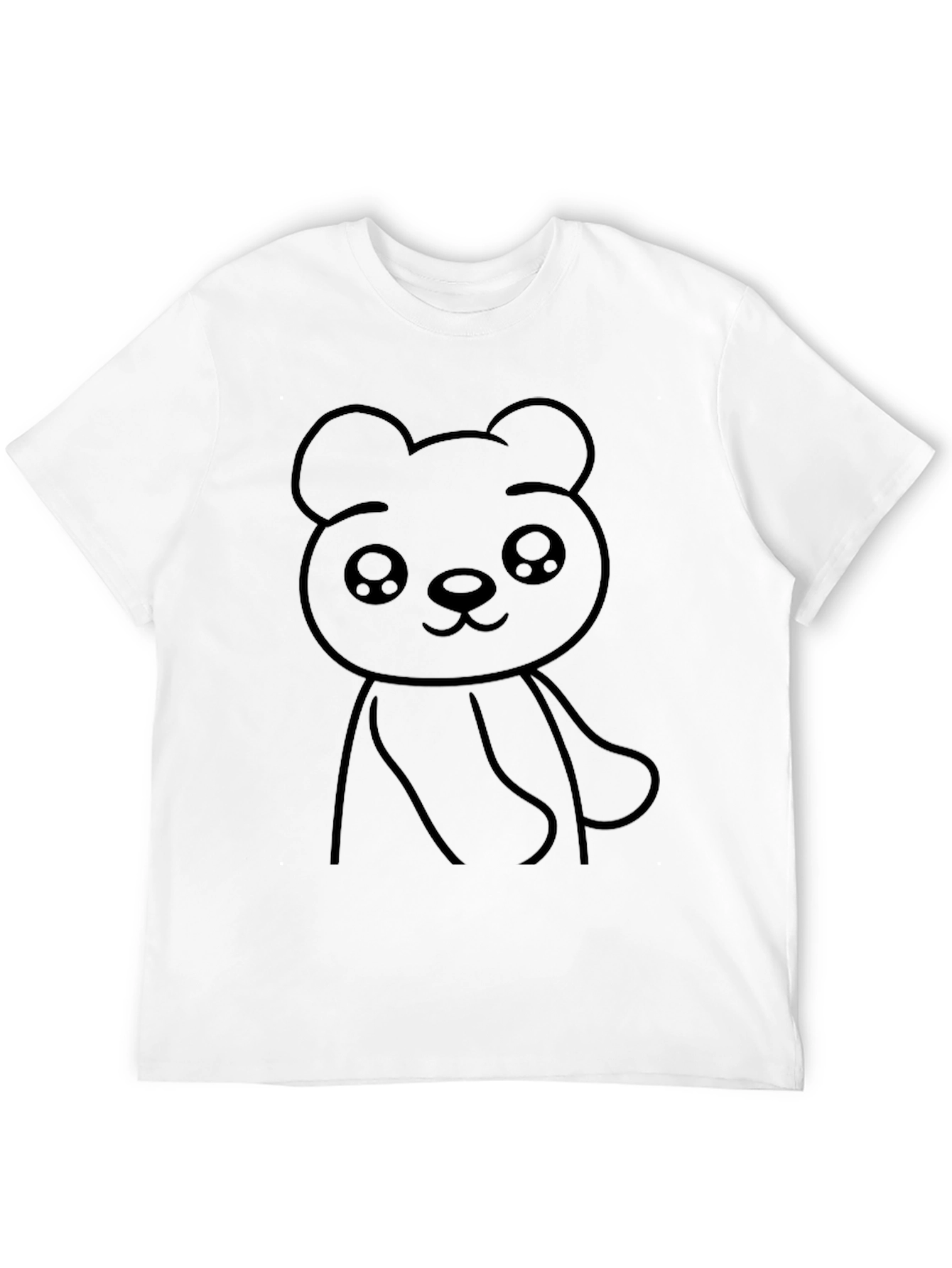 Black Cute Bear Graphic Tee - Black Cotton Blend T-Shirt view 12
