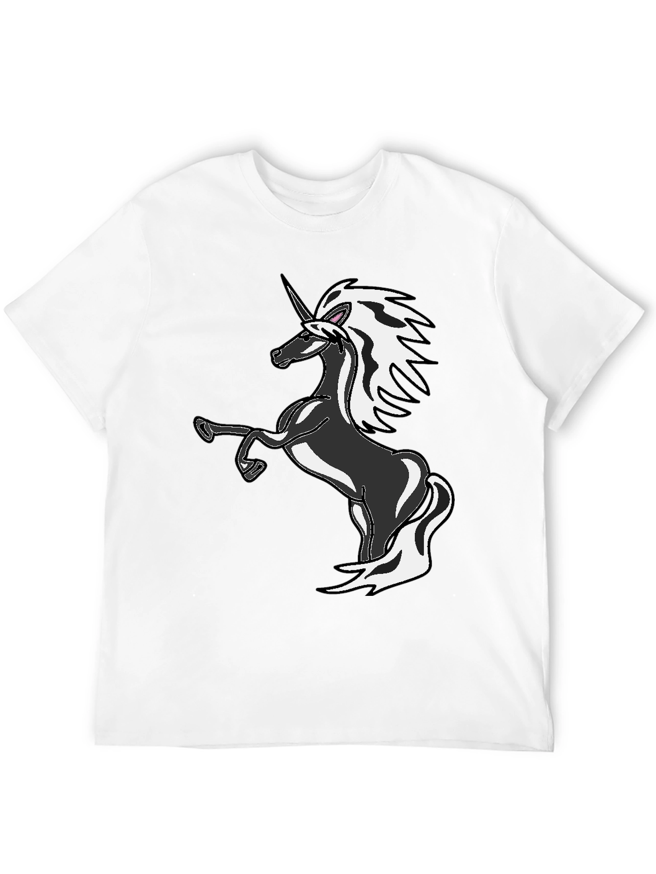 Black Unicorn Graphic Tee - Black Cotton Blend T-Shirt view 12