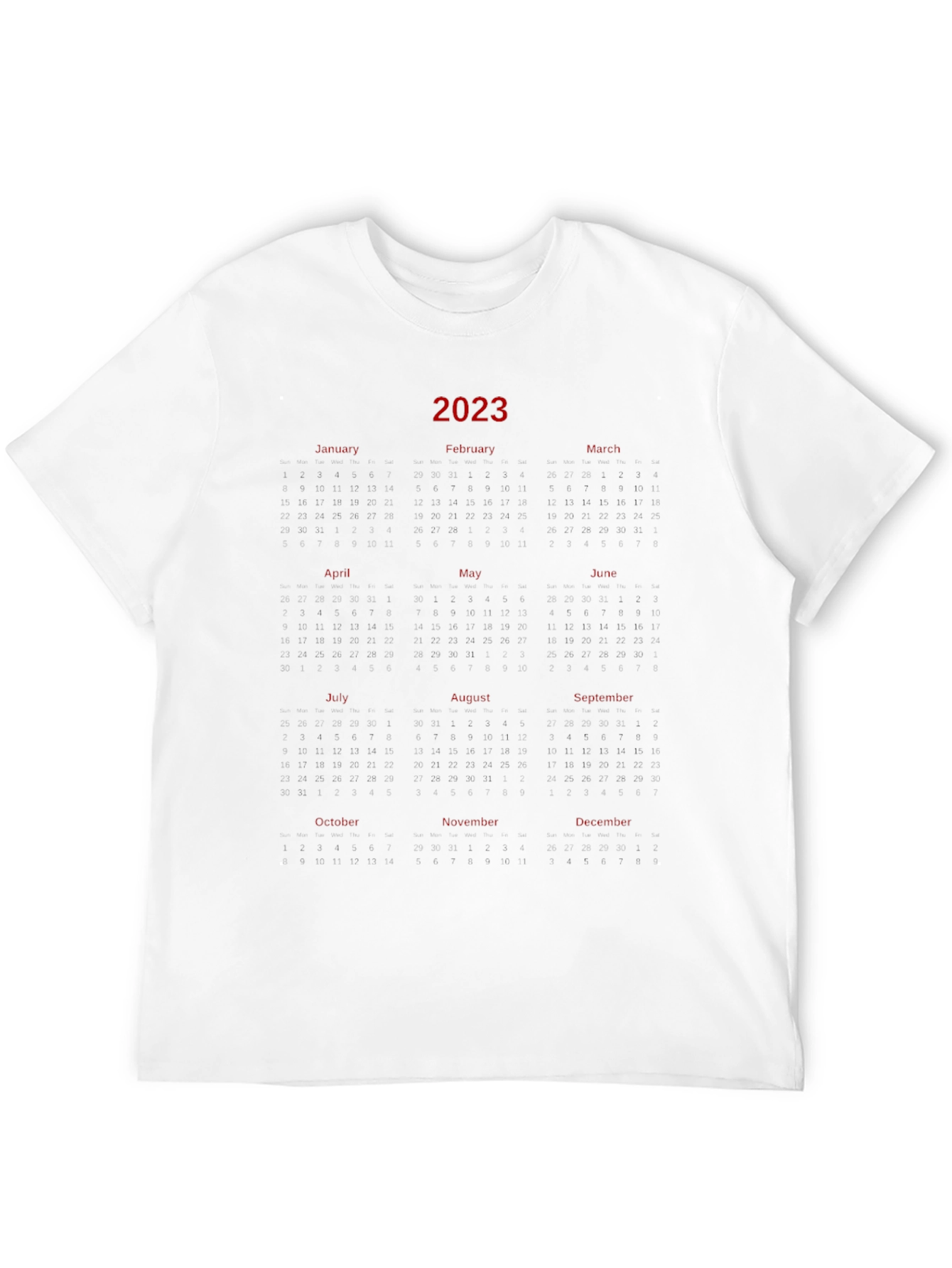 Black 2023 Calendar T-Shirt - Unique Year Planner Tee view 12