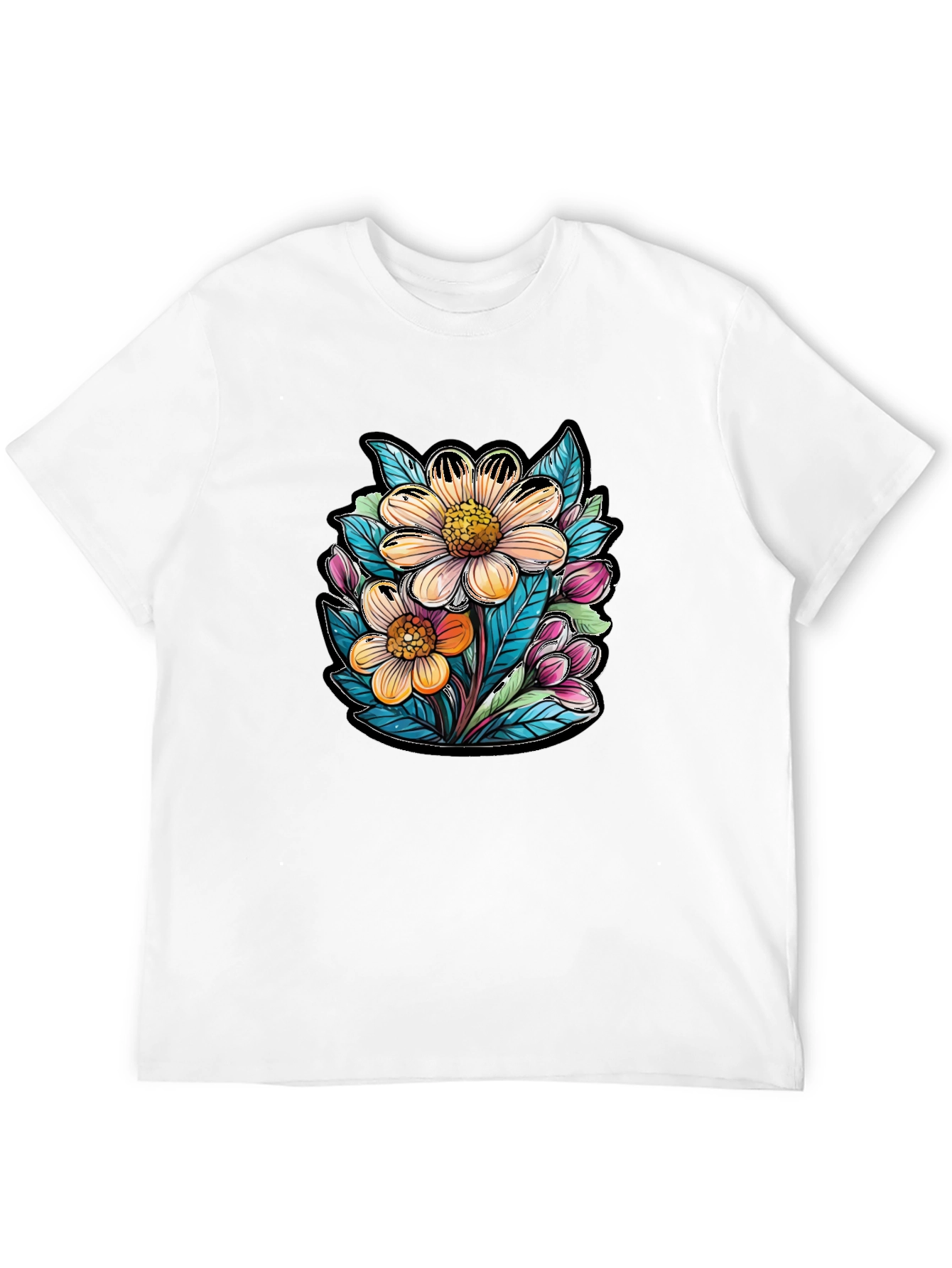 Black Floral Graphic Black T-Shirt view 12