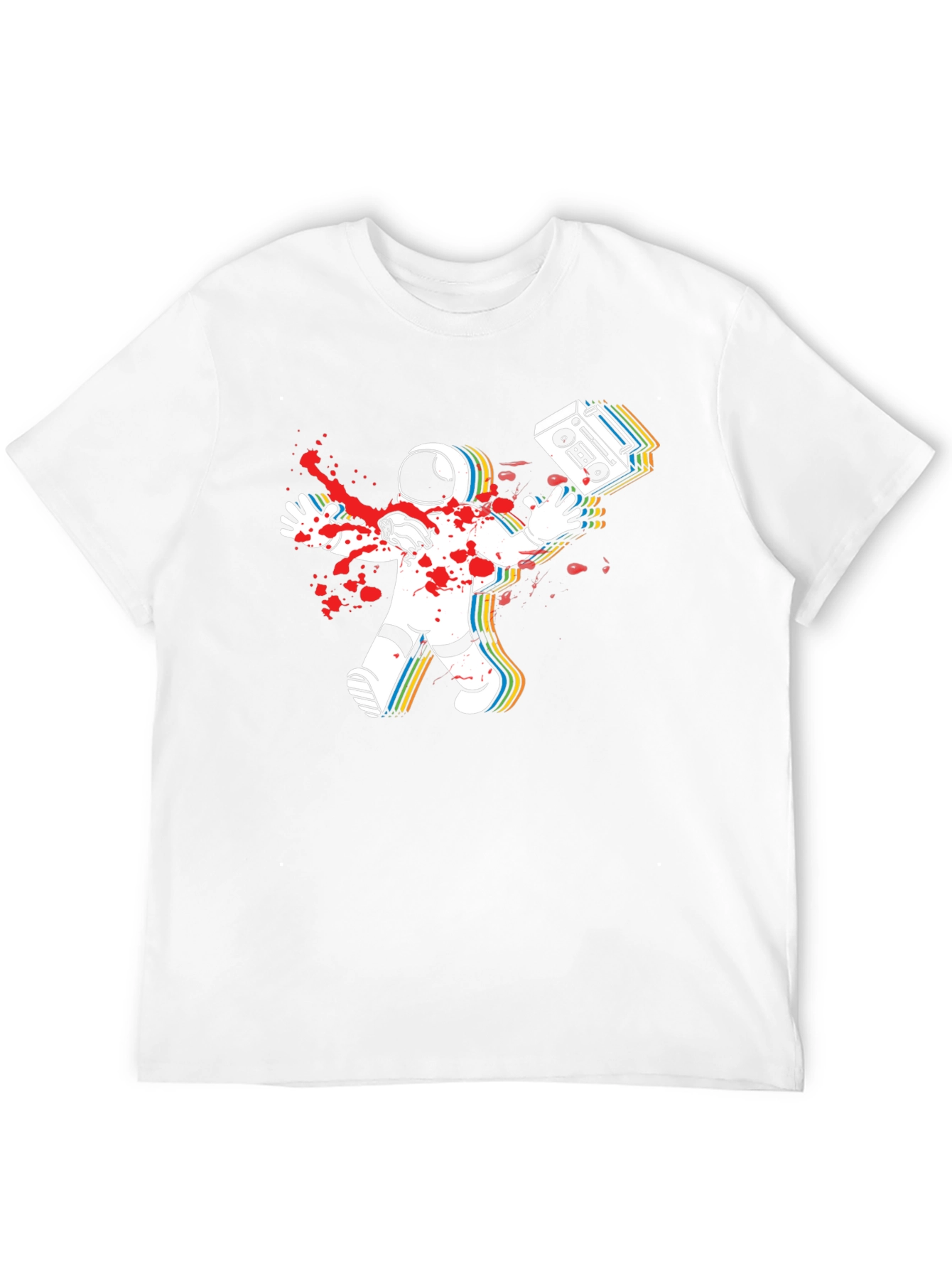 Black Astronaut Boombox Men's Black T-Shirt view 12