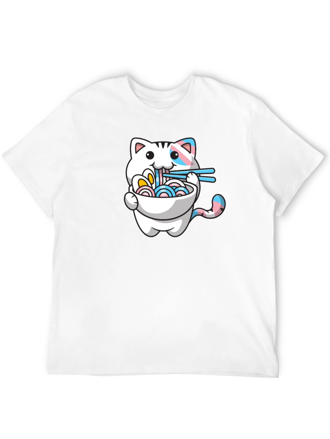 Black Cute Cat Ramen T-Shirt - Trans Pride view 12