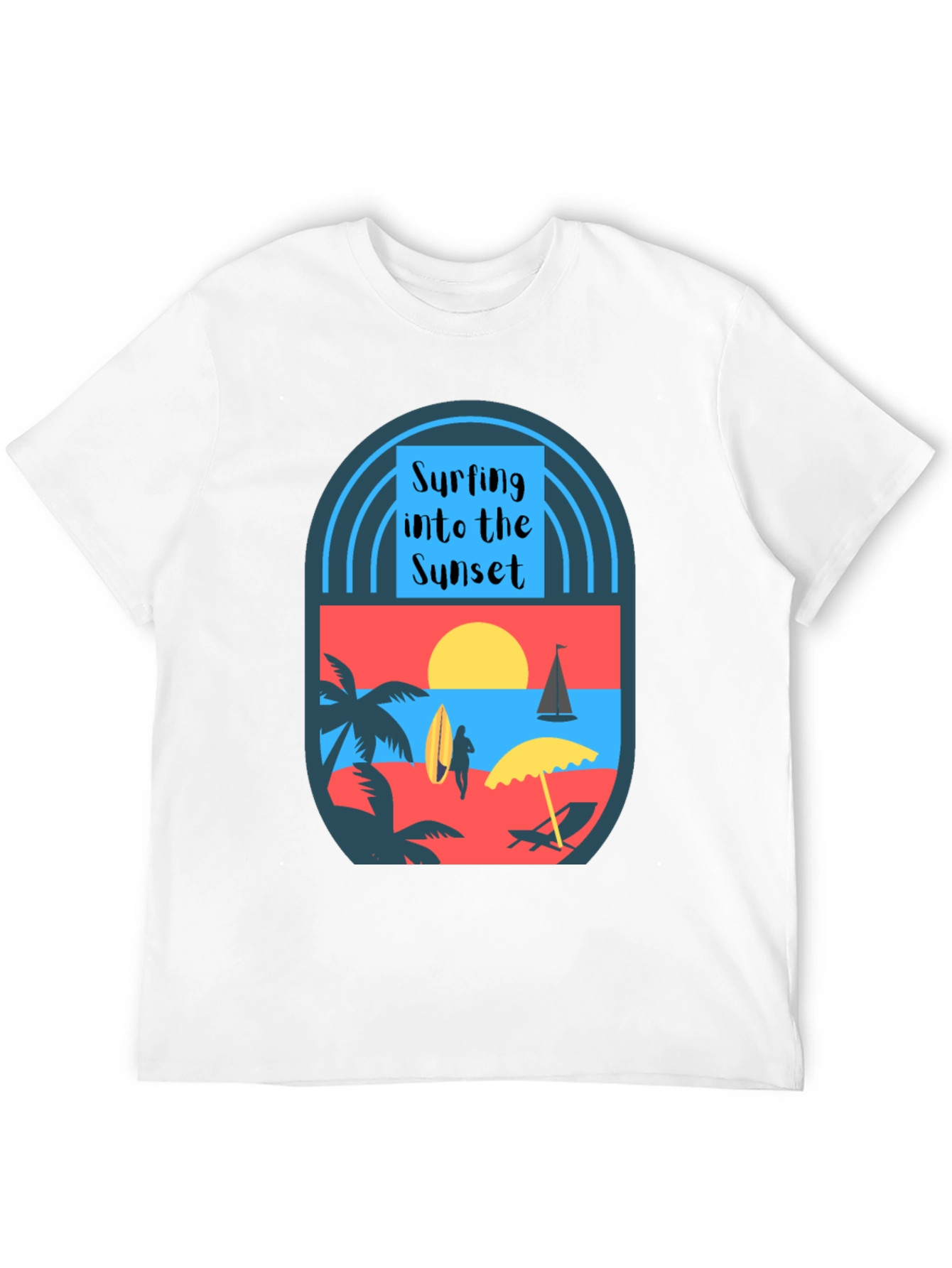 Black Surfing Into the Sunset Graphic Tee view 12