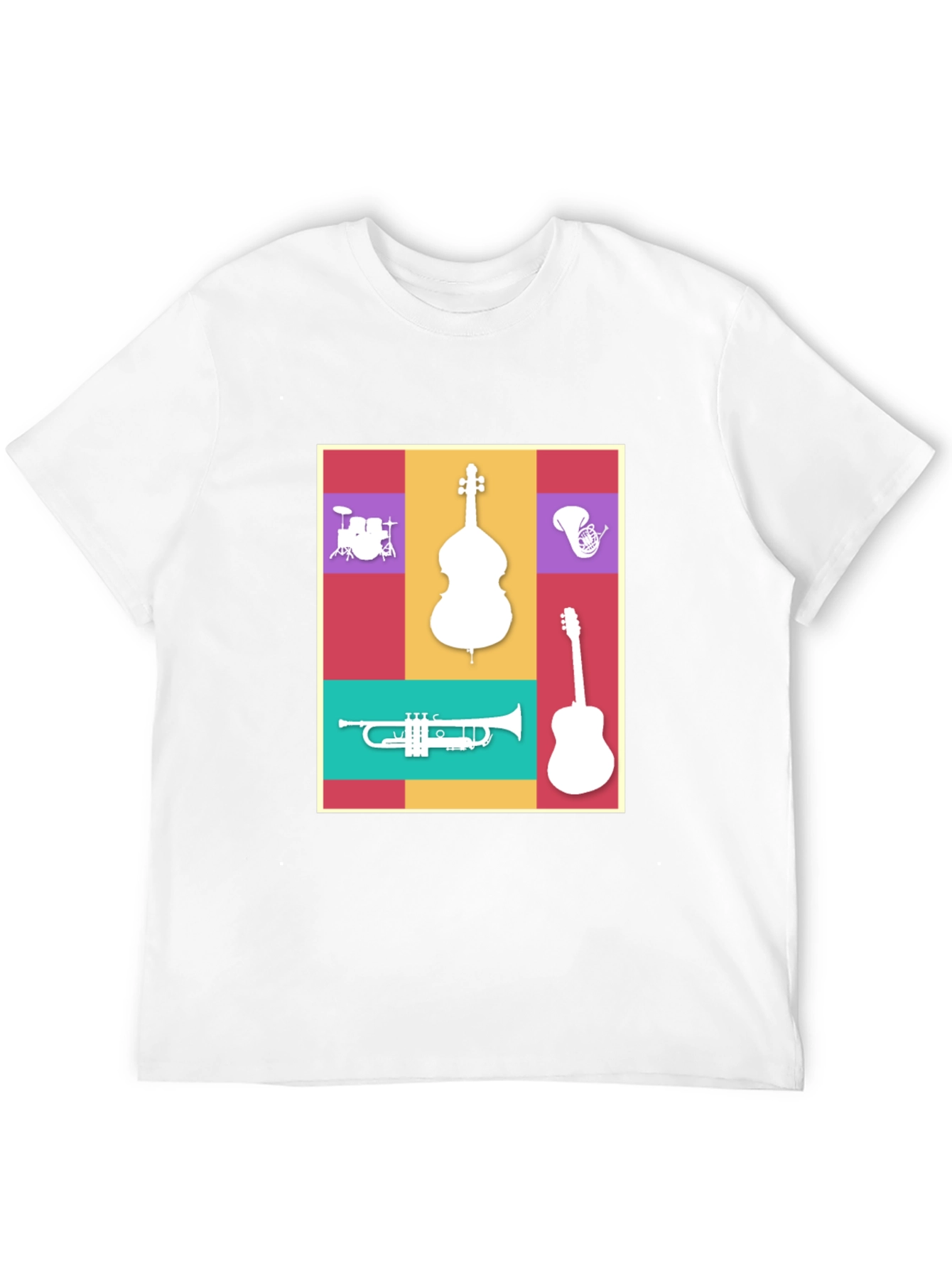 Black Musical Instrument Collage T-Shirt view 12