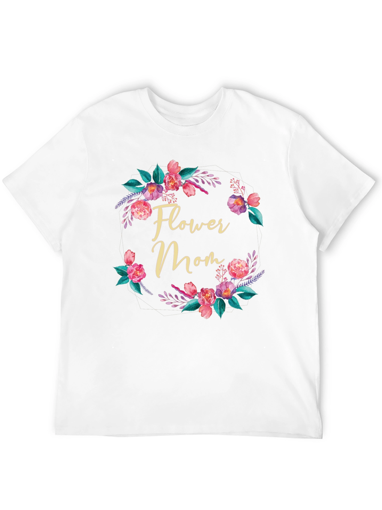 Black Flower Mom T-Shirt - Floral Wreath Design view 12