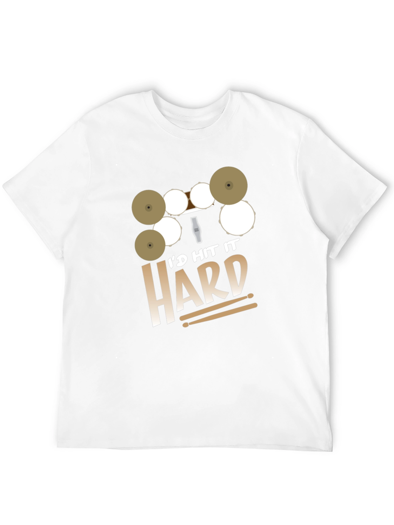 Black I'd Hit It Hard Drummer Black T-Shirt view 12